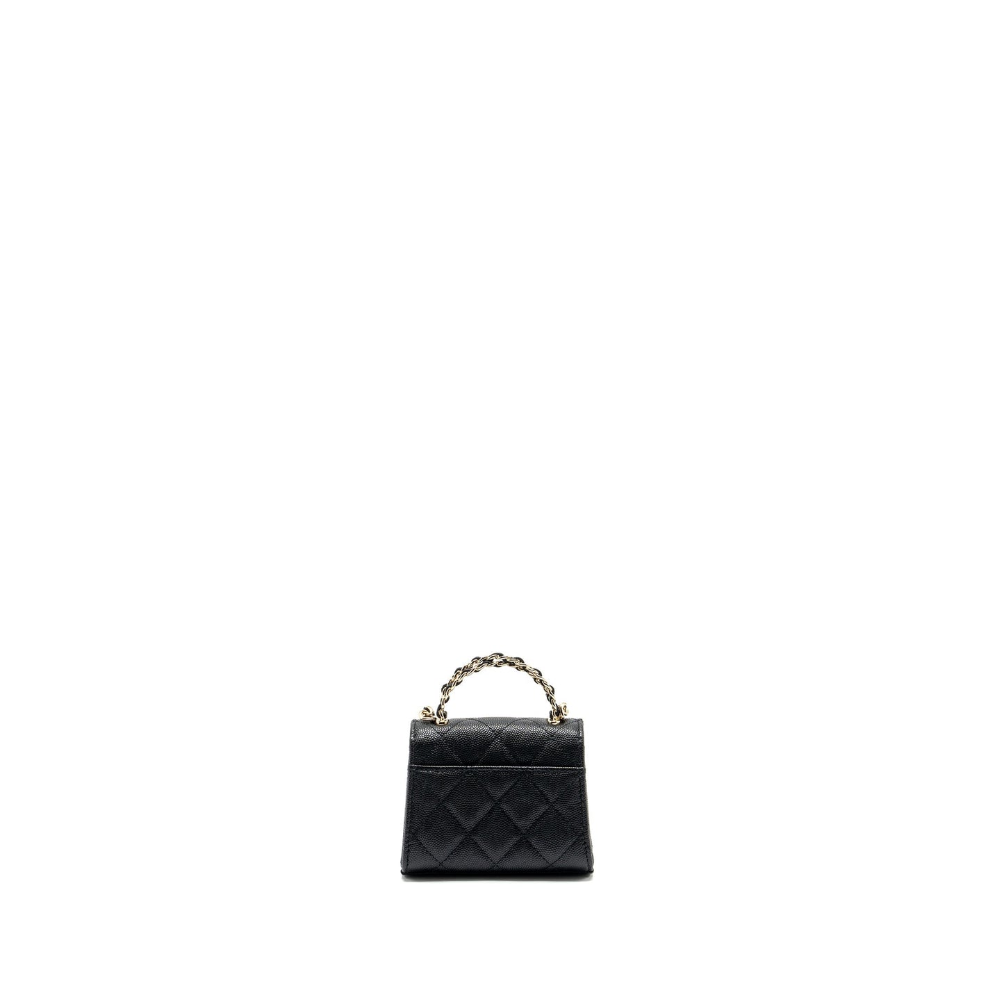 Chanel Top Handle Flap Caviar LGHW Microchip Black Shoulder Bag Lghw Microchip