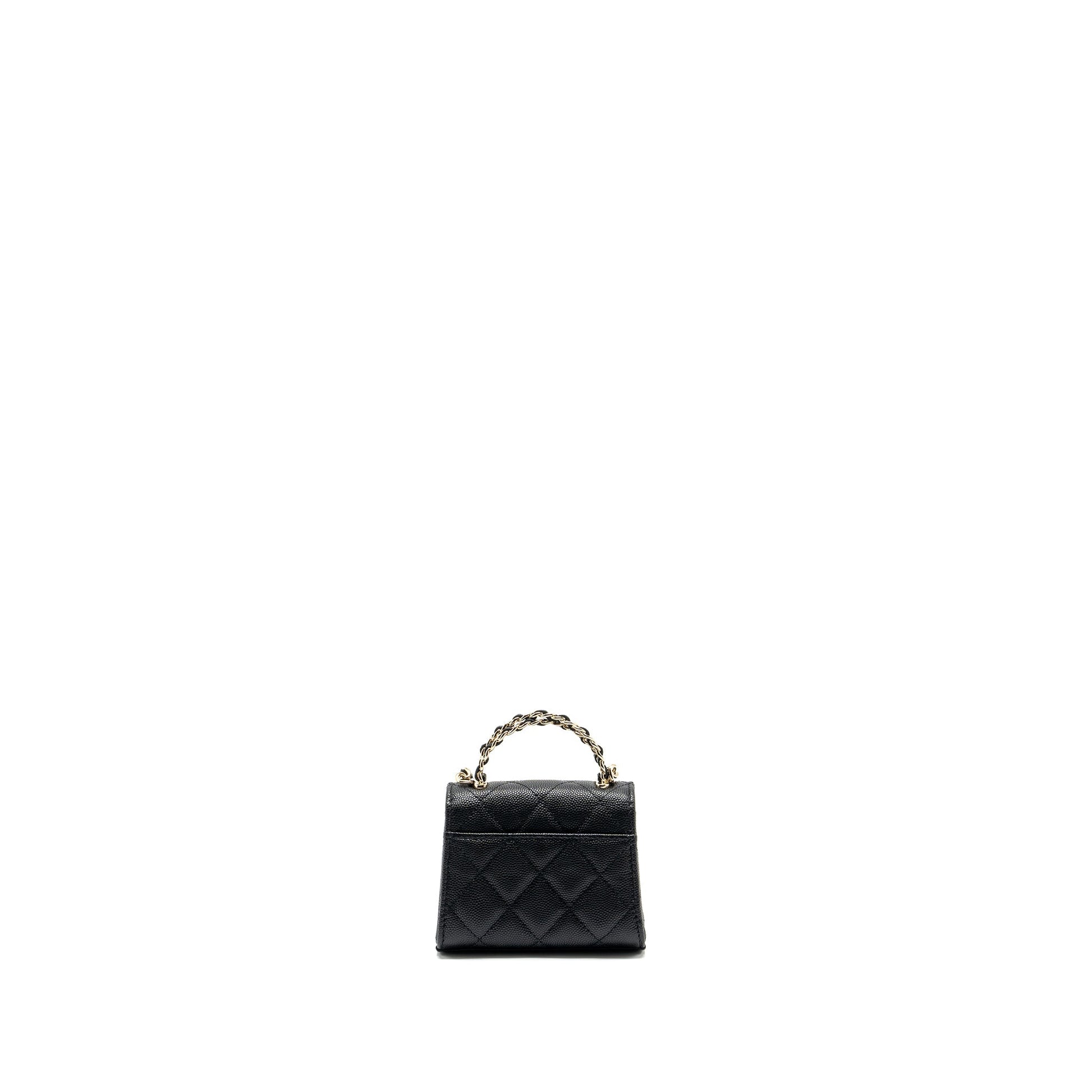 Chanel Top Handle Flap Caviar LGHW Microchip Black Shoulder Bag Lghw Microchip