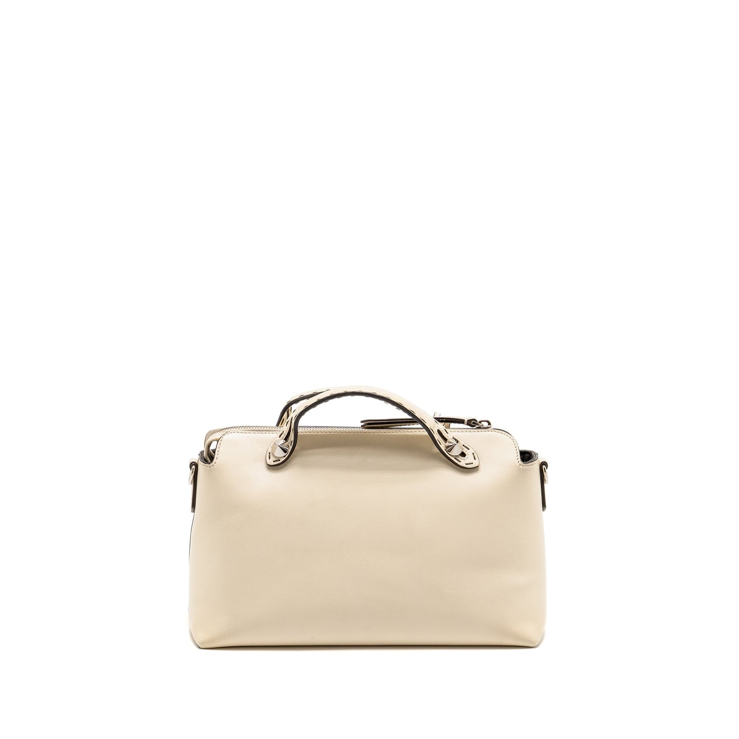 Fendi By The Way Boston Purse Calfskin Light Beige Travel Bag