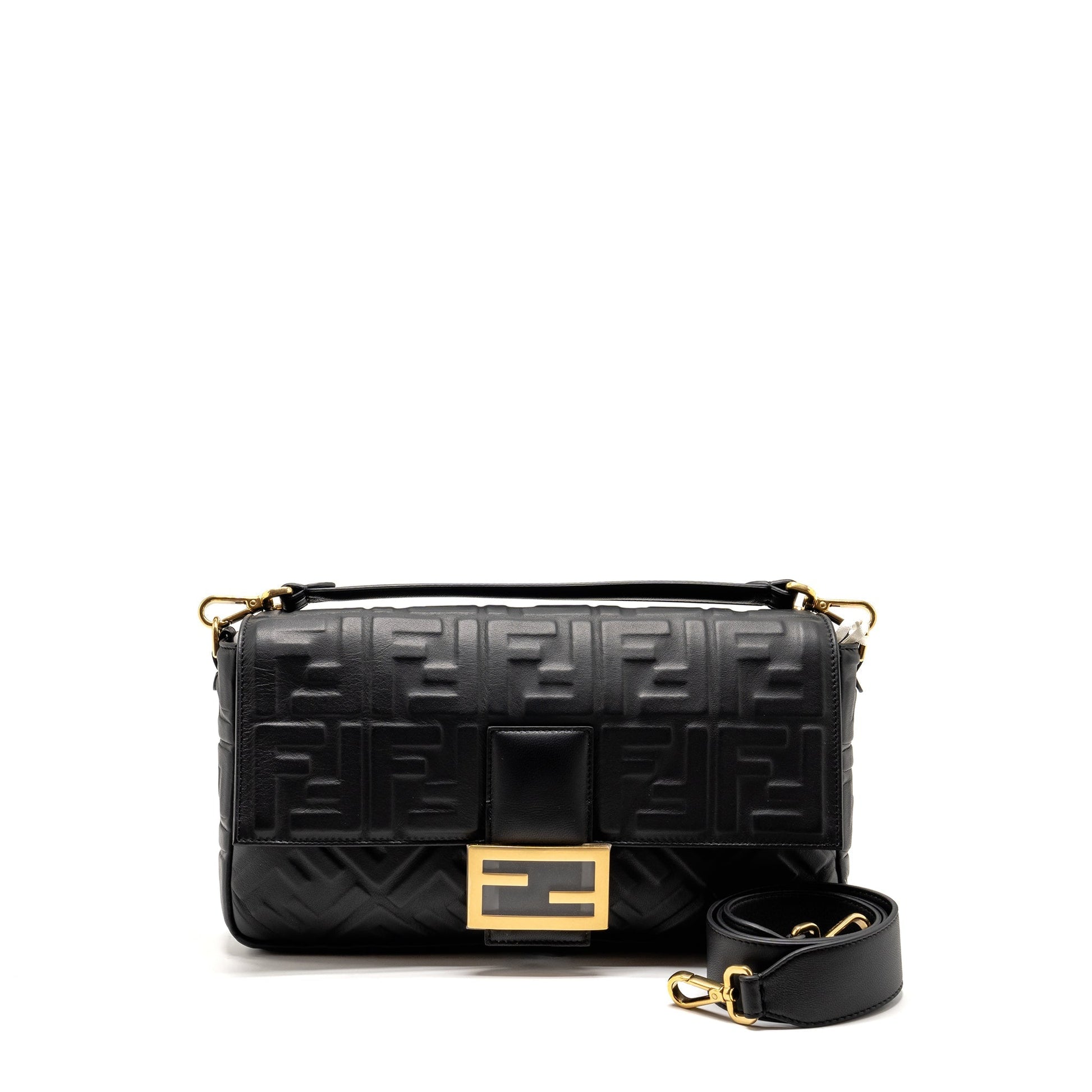 Fendi Baguette Purse Nappa Black Large Shoulder Bag