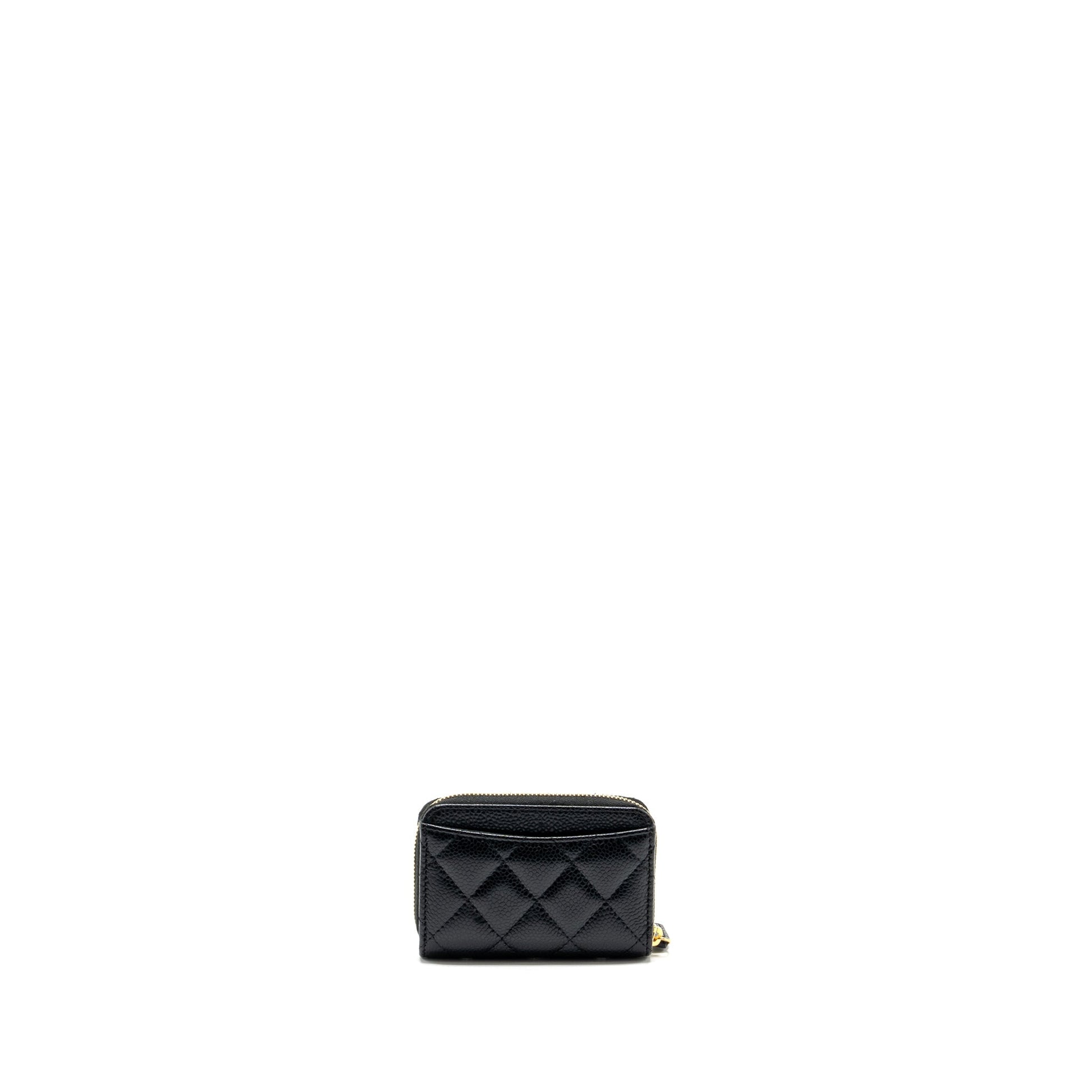 Chanel Zip Card holder caviar GHW microchip Black Wallet Case Microchip 1