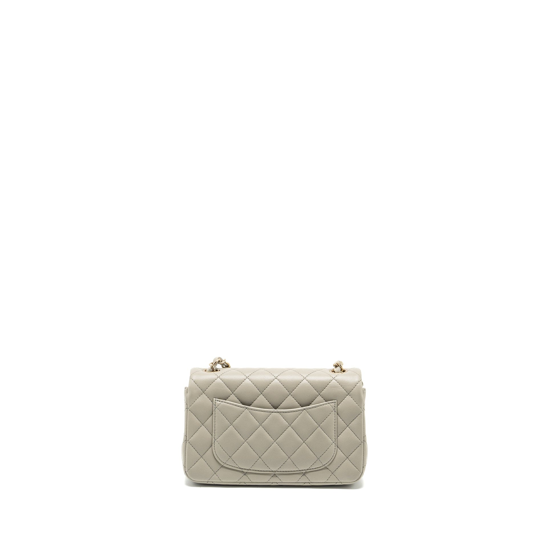 Chanel 22C rectangular flap lambskin LGHW microchip Grey Shoulder Bag