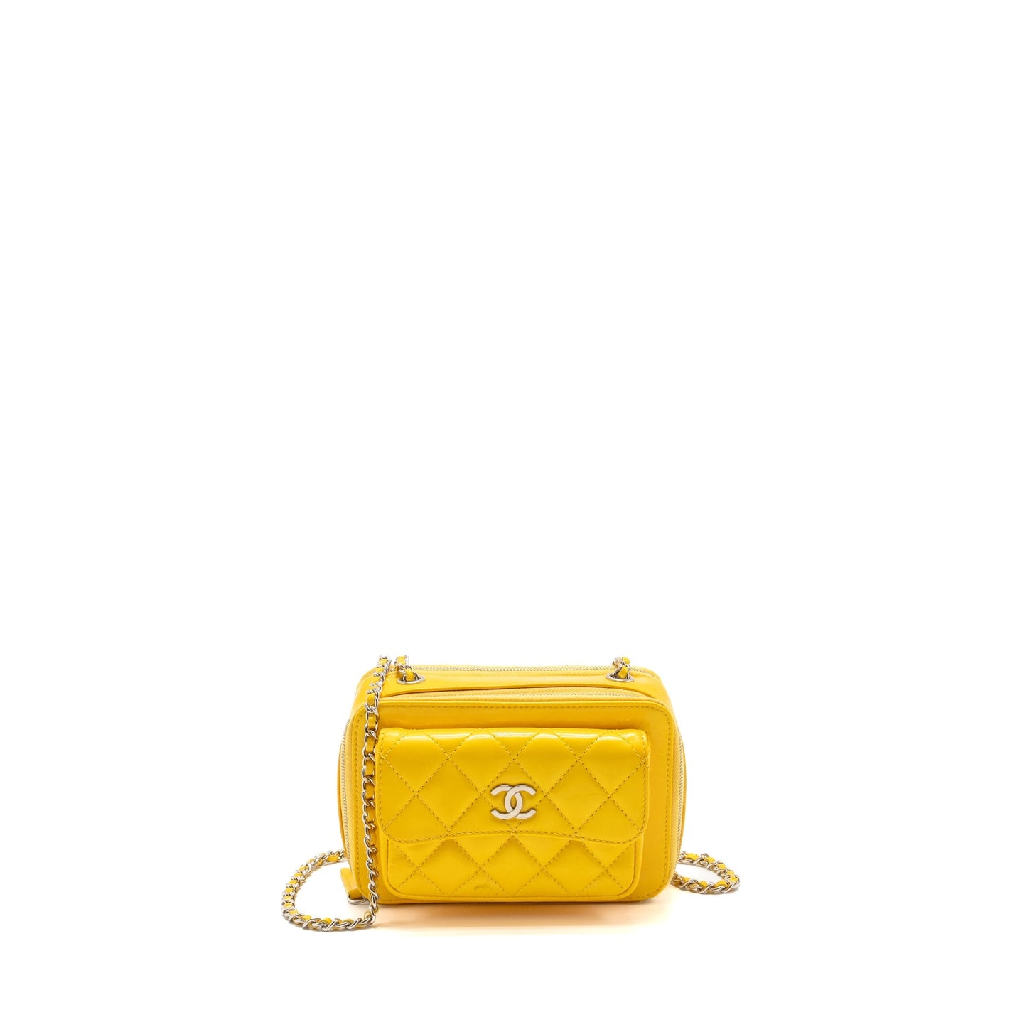 Chanel Pocket Box Camera Patent Yellow SHW Crossbody Bag