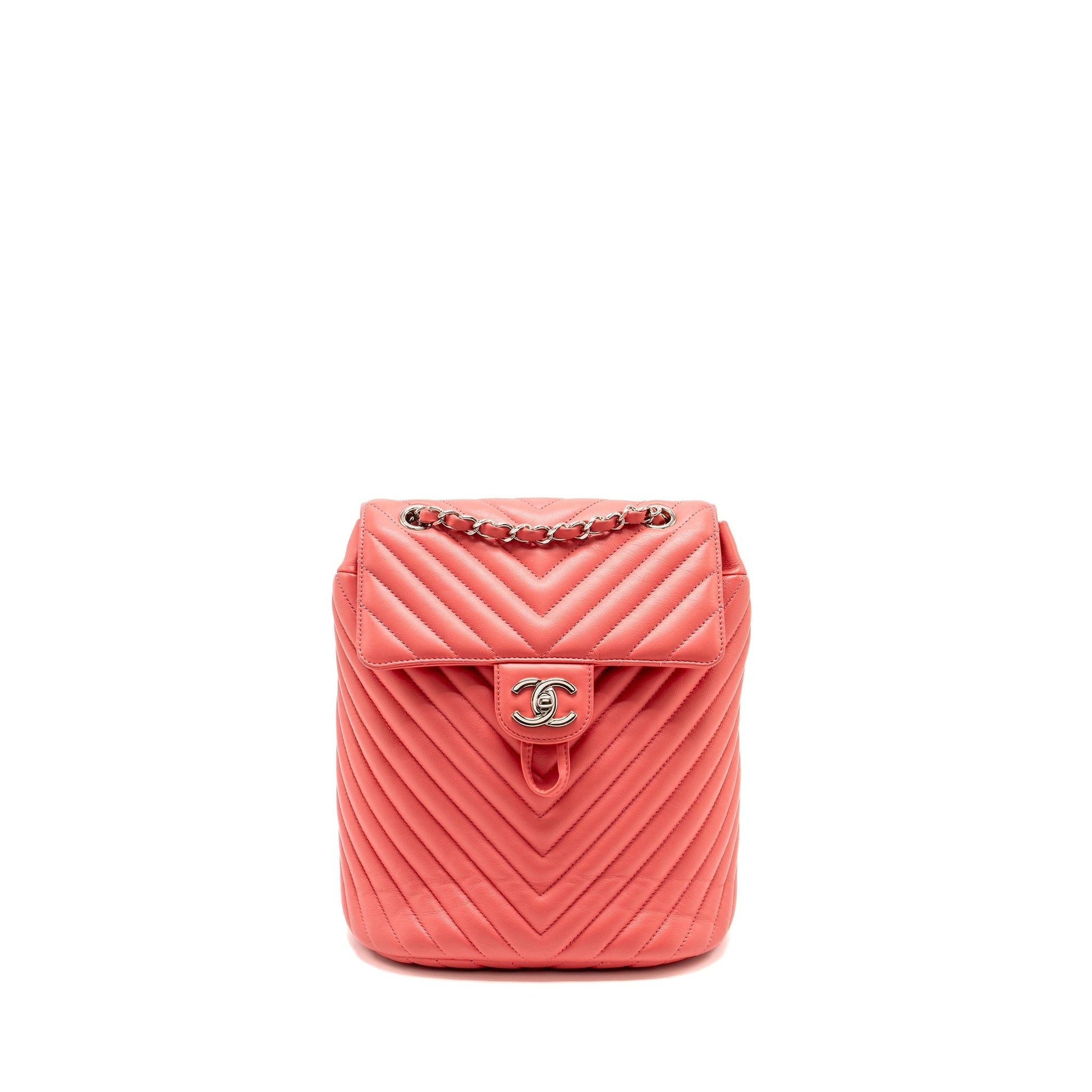 Chanel Urban Spirit Backpack Chevron Calfskin SHW Pink Small
