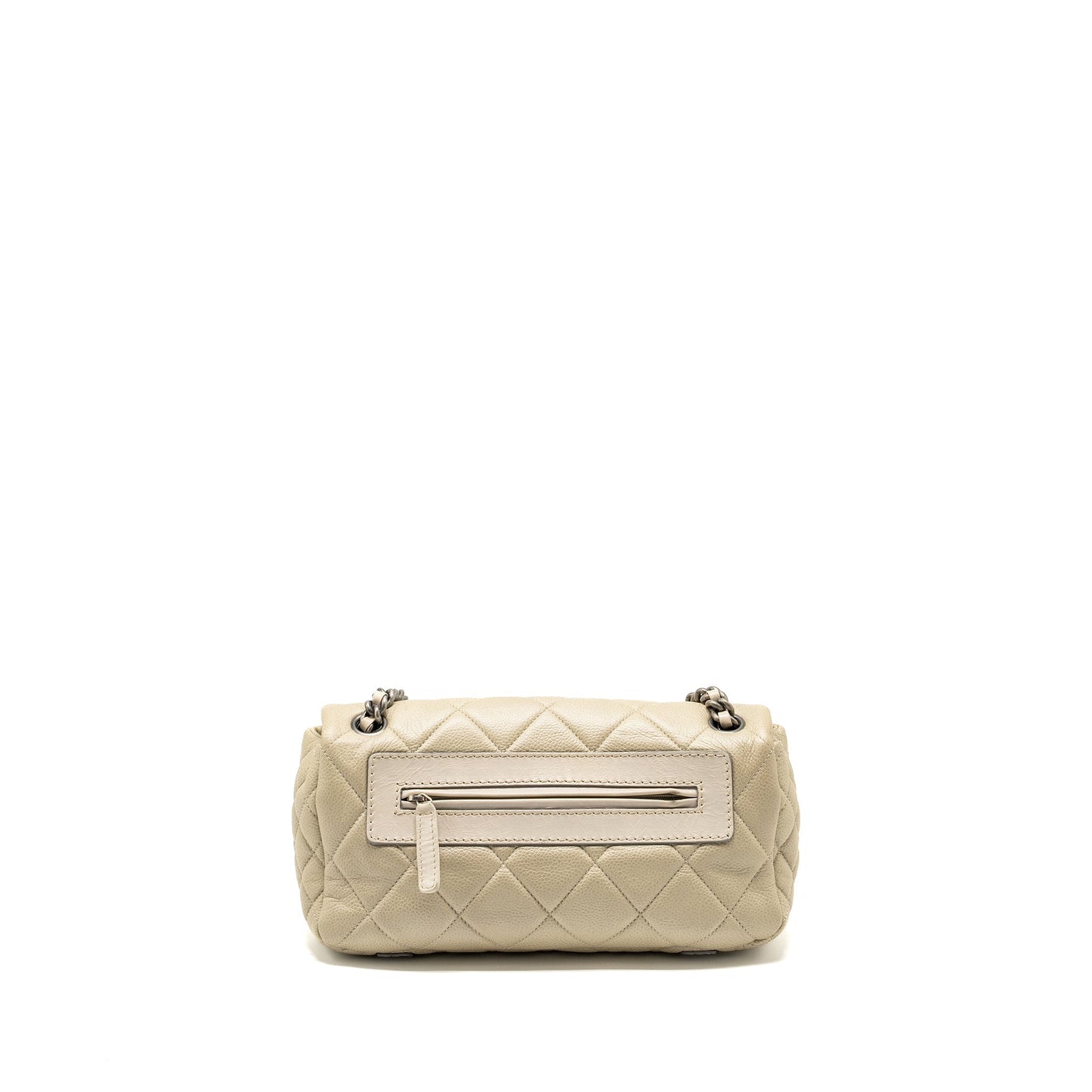 Chanel quilted flap caviar light ruthenium SHW Beige Shoulder Bag