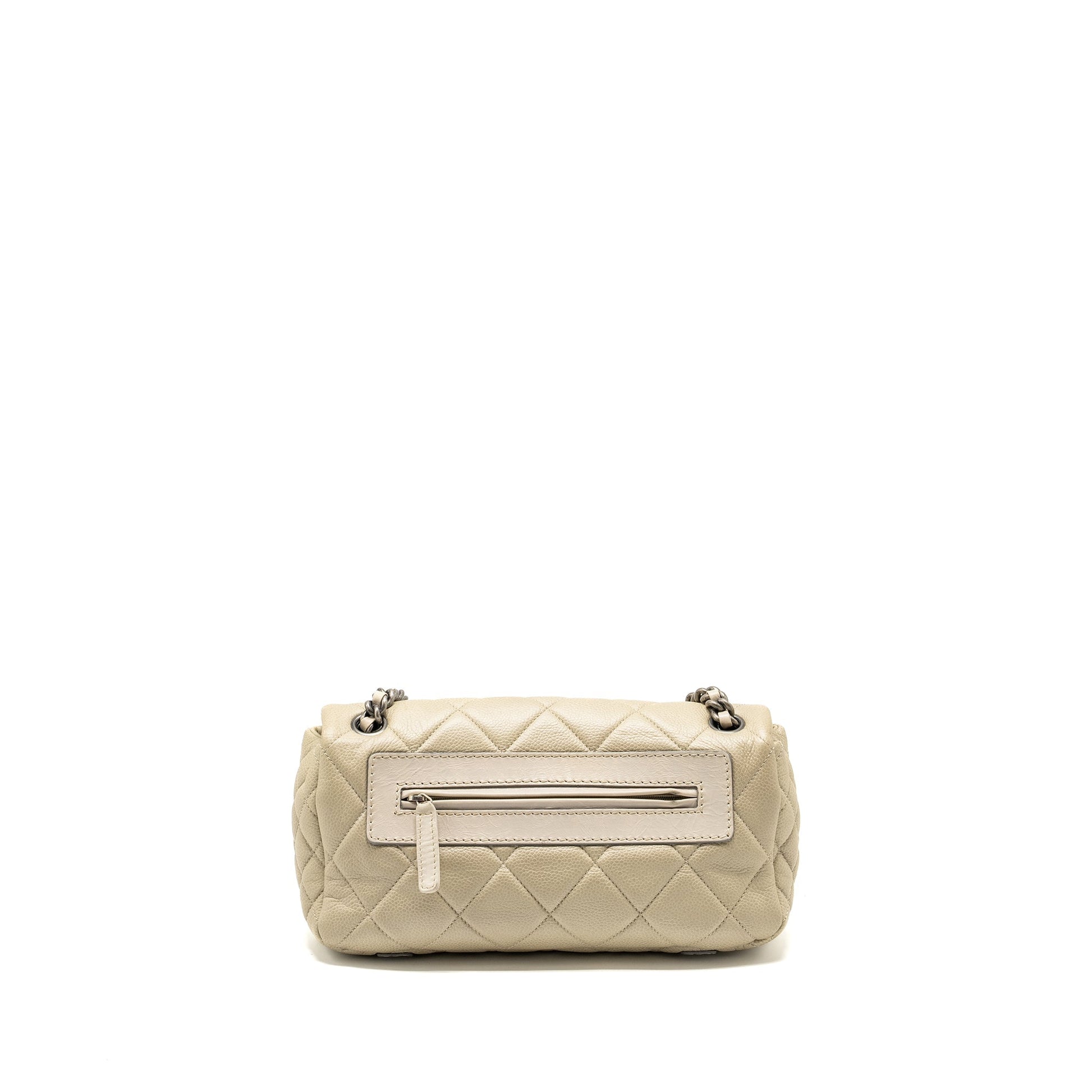 Chanel quilted flap caviar light ruthenium SHW Beige Shoulder Bag