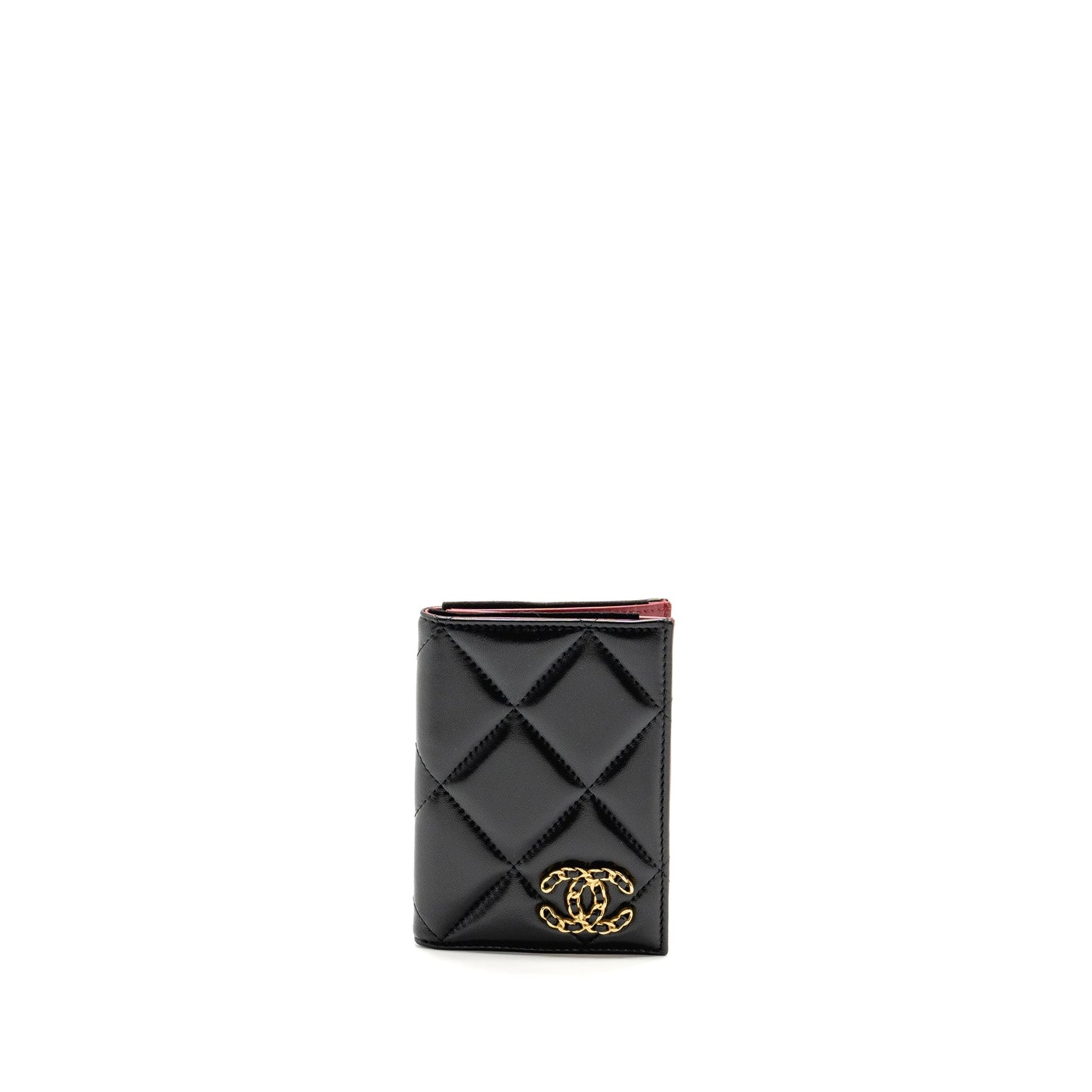 Chanel 19 passport holder lambskin GHW microchip Black Handbag