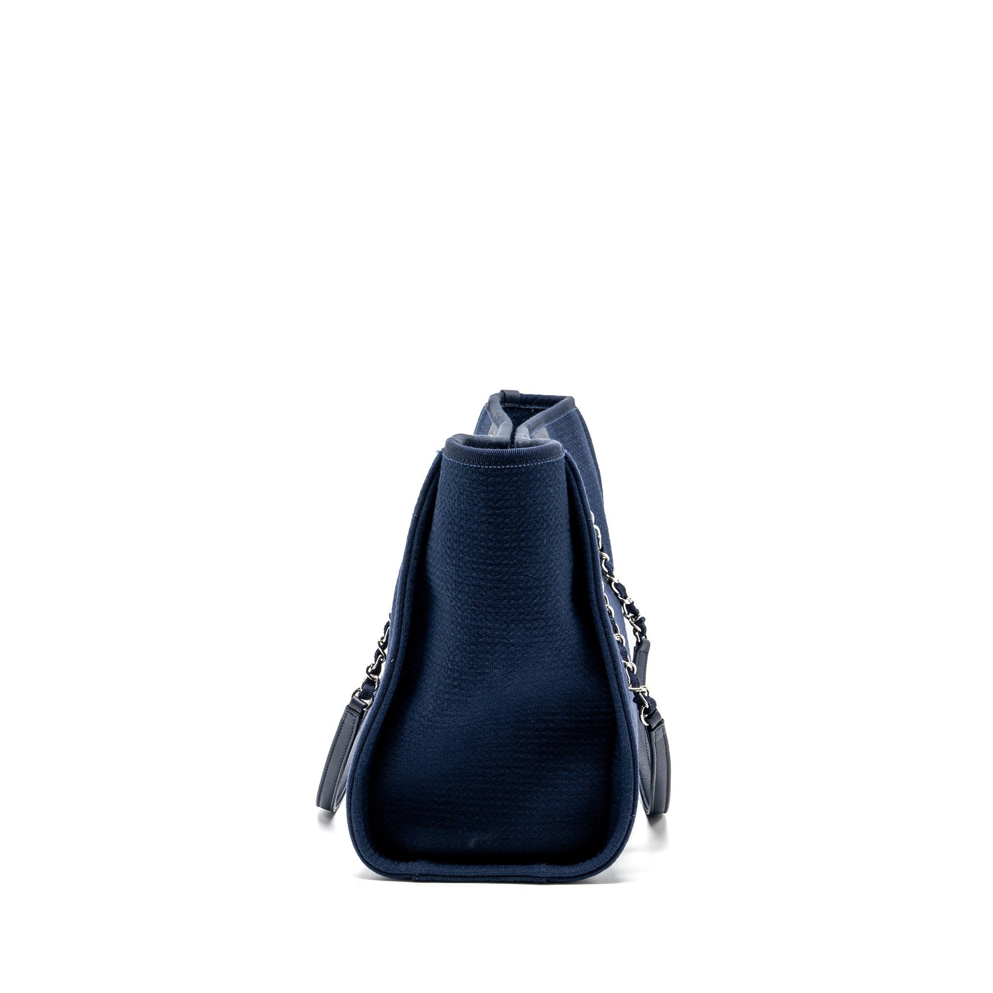 Chanel Deauville Navy SHW microchip Canvas Tote Bag