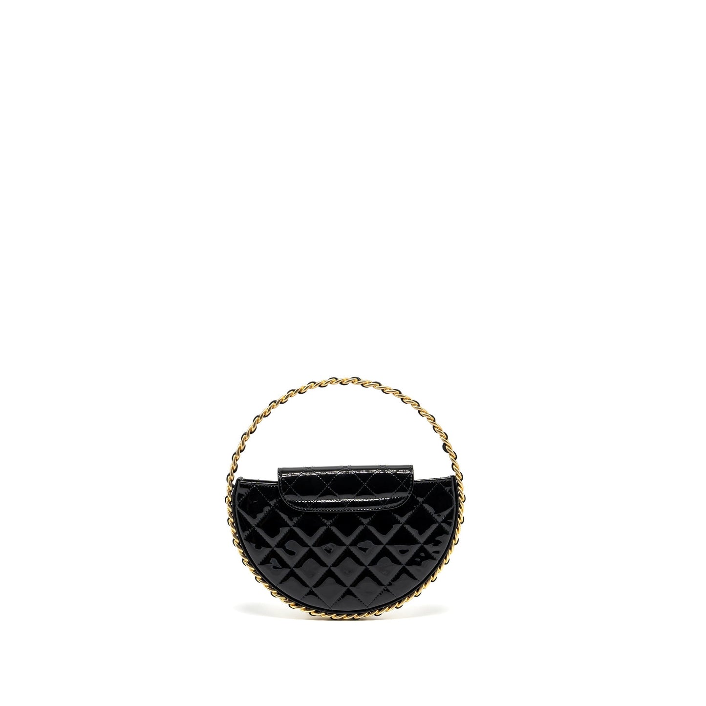 Chanel 23K Hoop Patent GHW microchip Black Leather Handbag Microchip 1