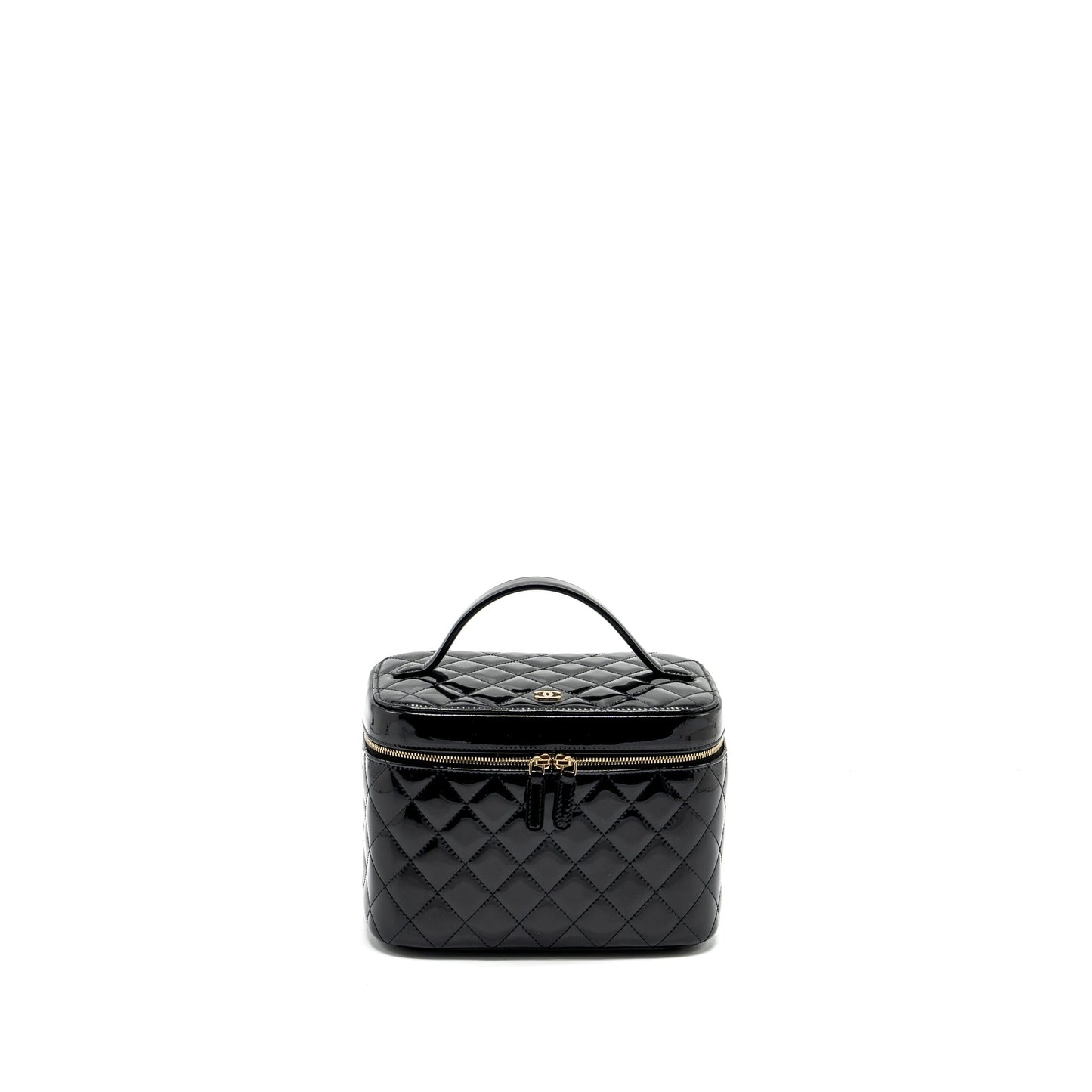 Chanel top handle vanity patent LGHW Black Handbag