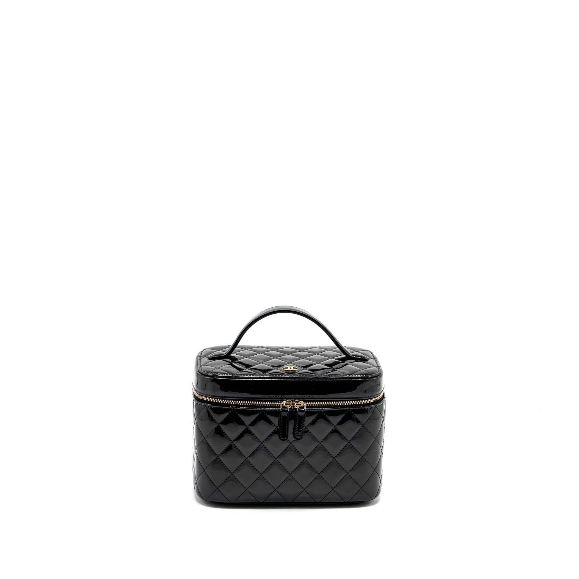 Chanel top handle vanity patent LGHW Black Handbag