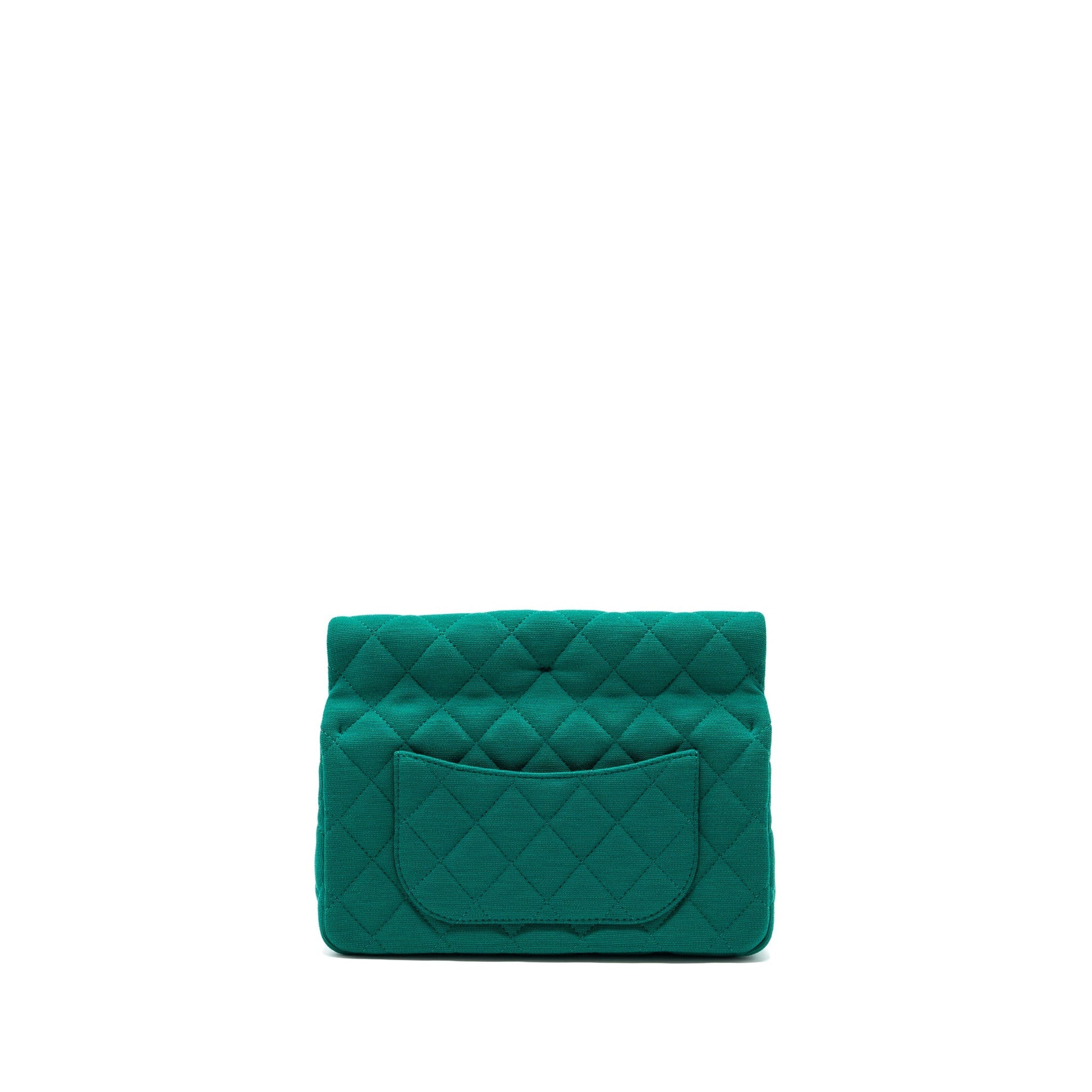 Chanel 23a Classic Flap Fabric LGHW Microchip Green Clutch Bag