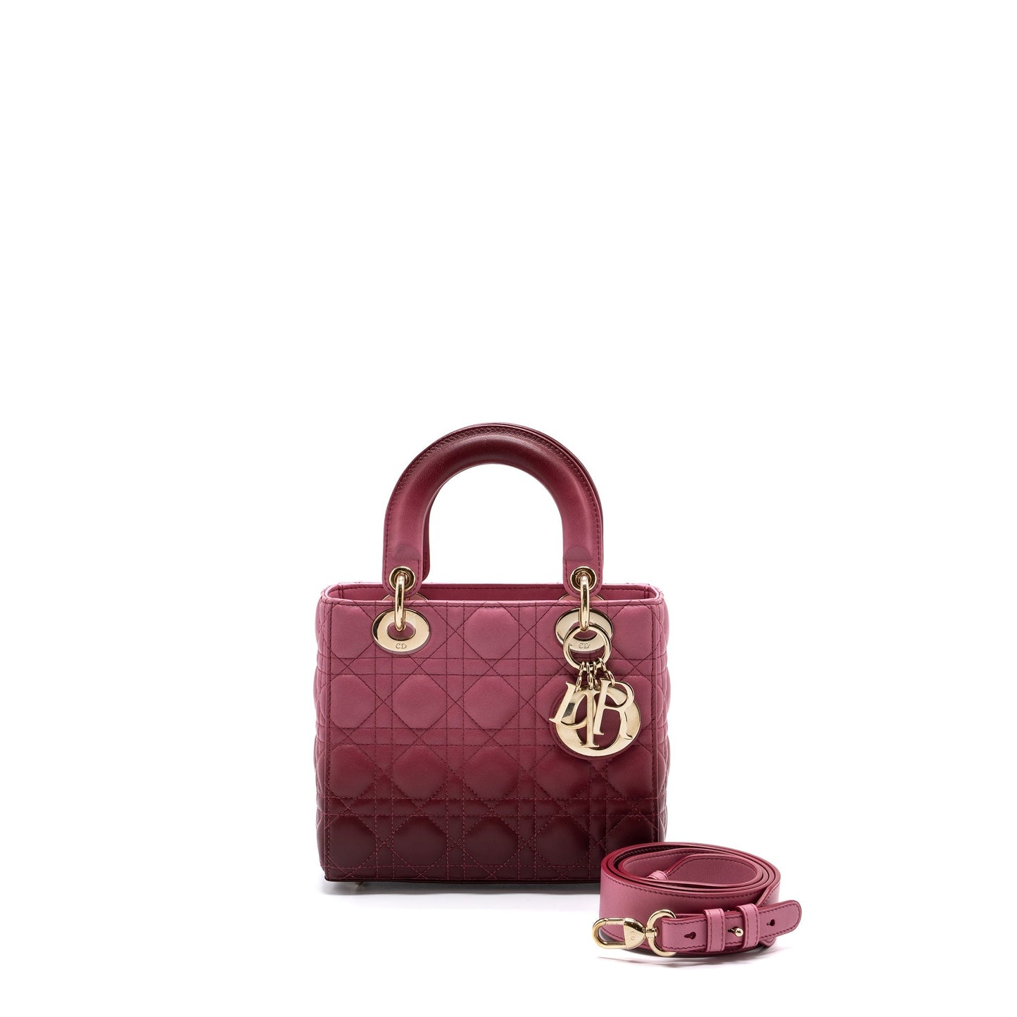 Dior My Lady Cannage Lambskin Gradient Handbag Pink Small Travel Bag