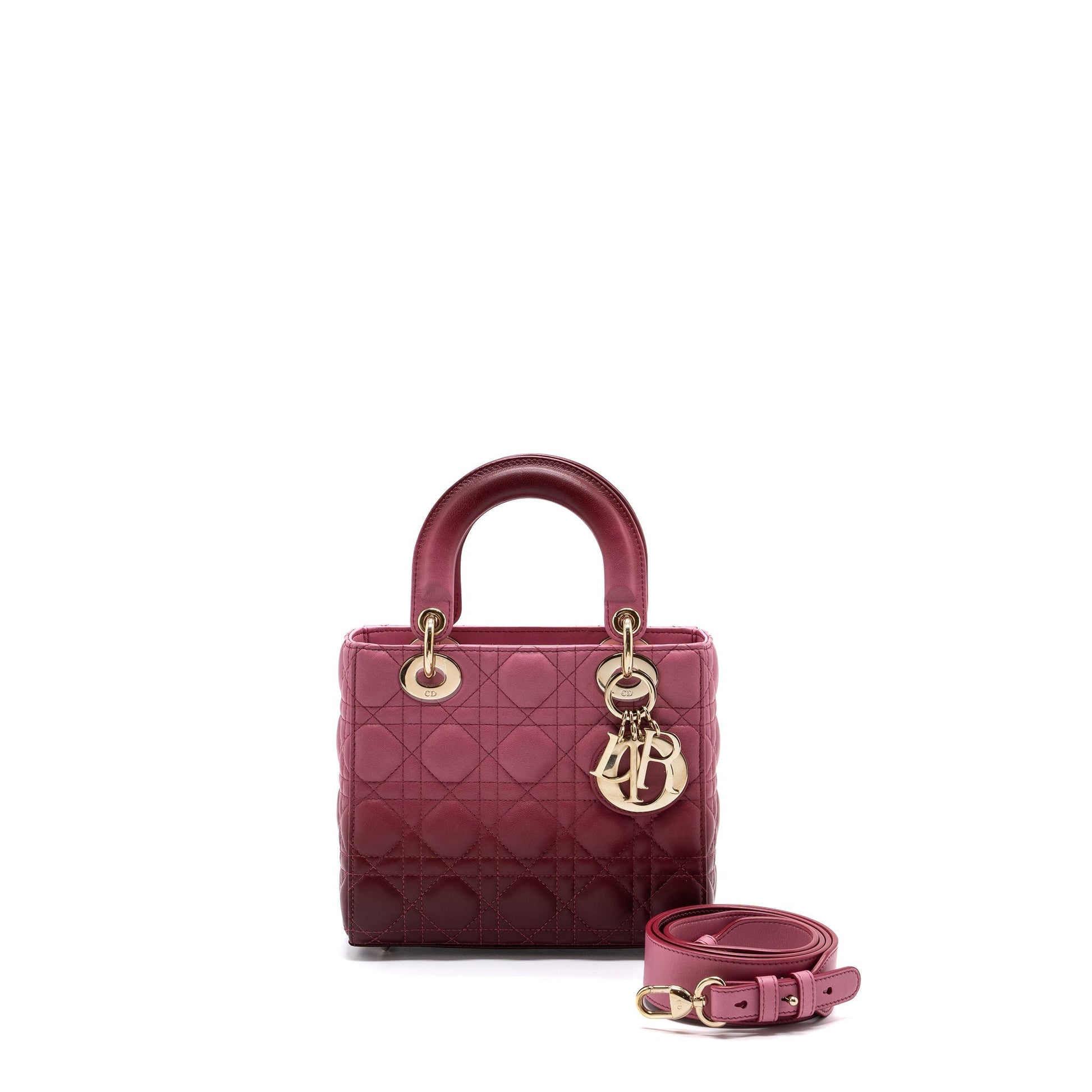 Dior My Lady Cannage Lambskin Gradient Handbag Pink Small Travel Bag