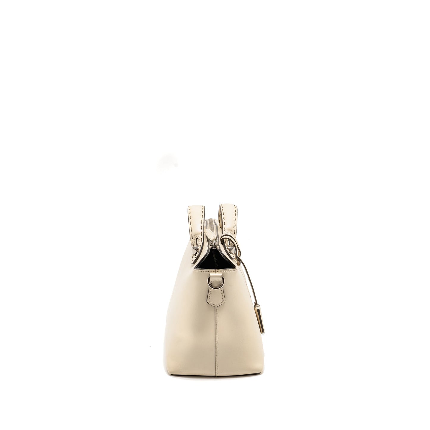 Fendi By The Way Boston Purse Calfskin Light Beige Travel Bag