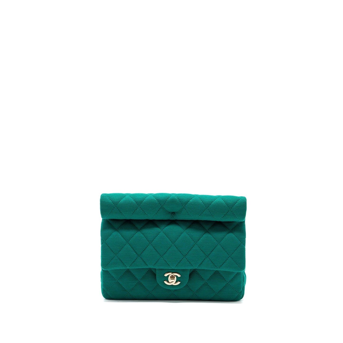 Chanel 23a Classic Flap Fabric LGHW Microchip Green Clutch Bag