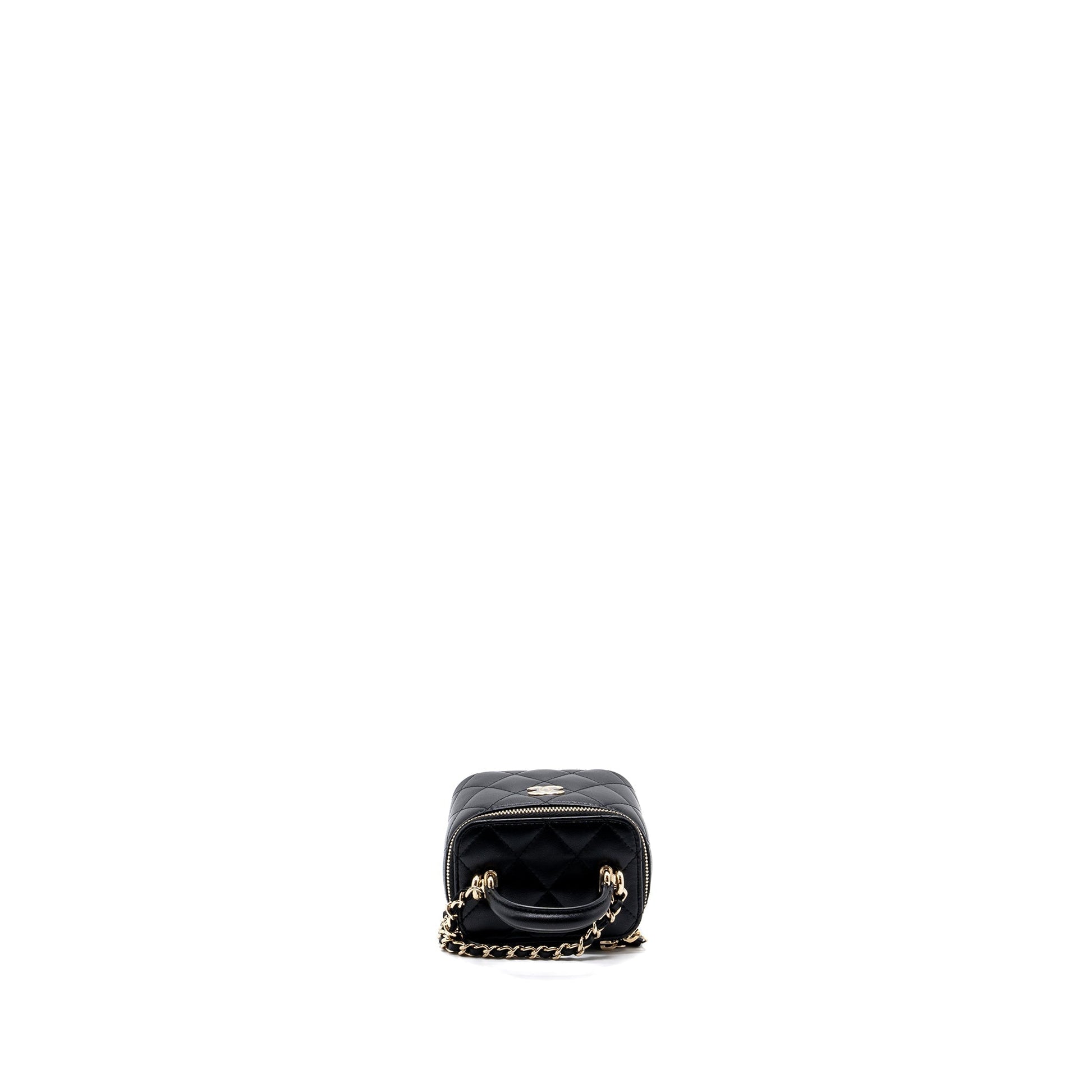Chanel Top Handle Vanity chains Lambskin LGHW Black Mini Bag