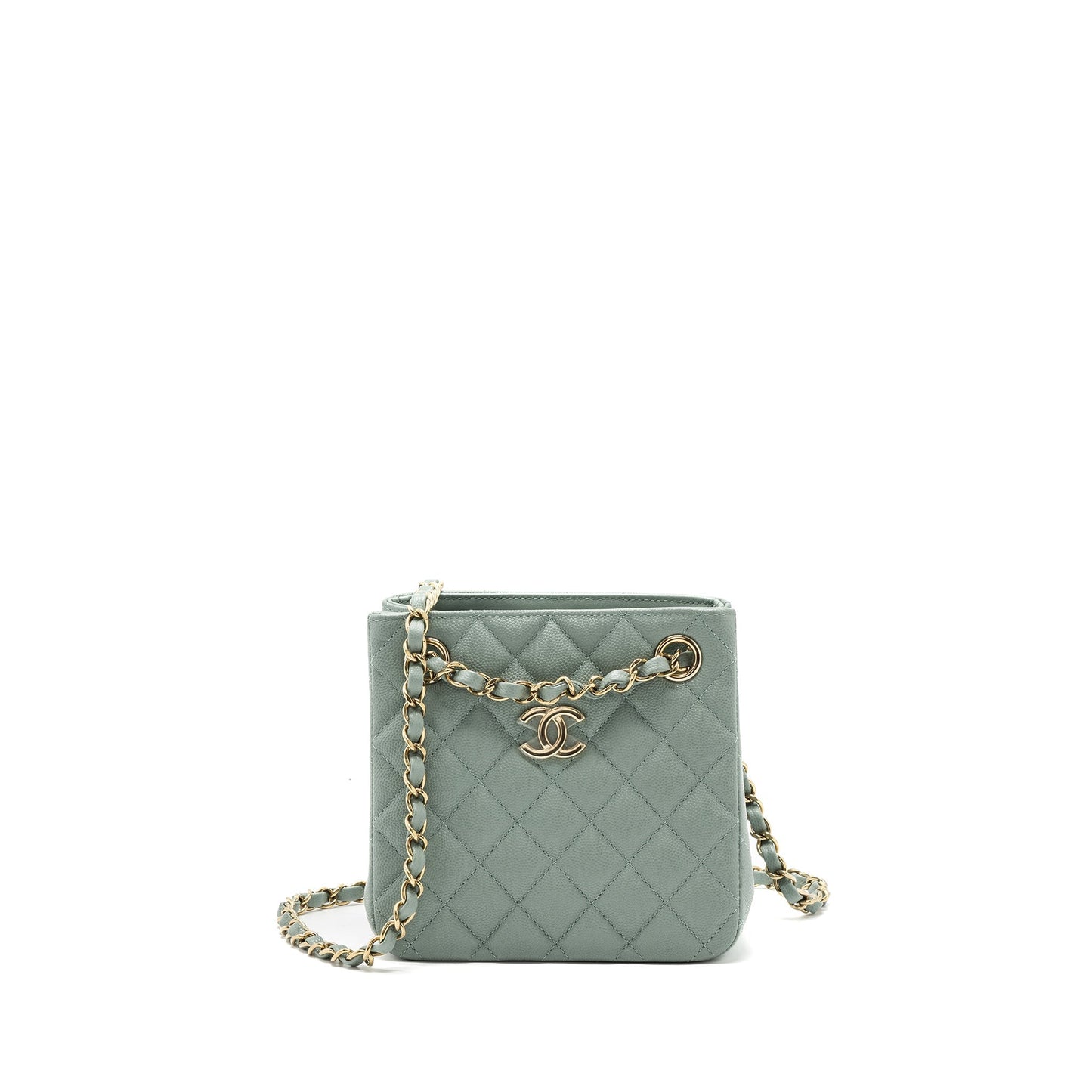 Chanel 23C bucket caviar light LGHW microchip Grey Tote Bag