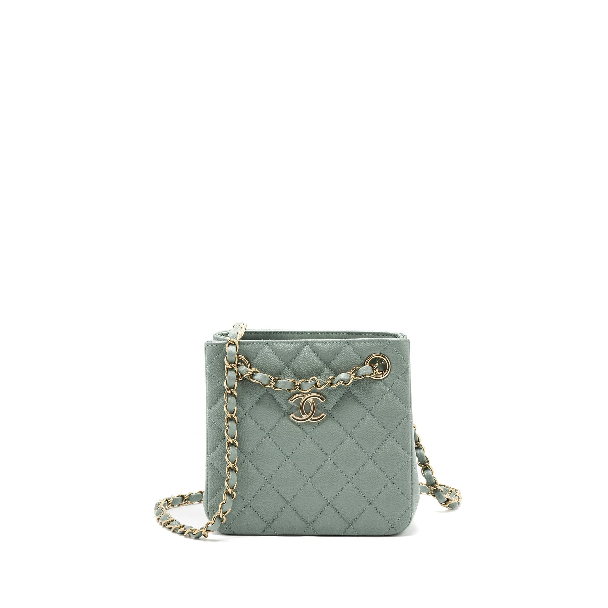 Chanel 23C bucket caviar light LGHW microchip Grey Tote Bag