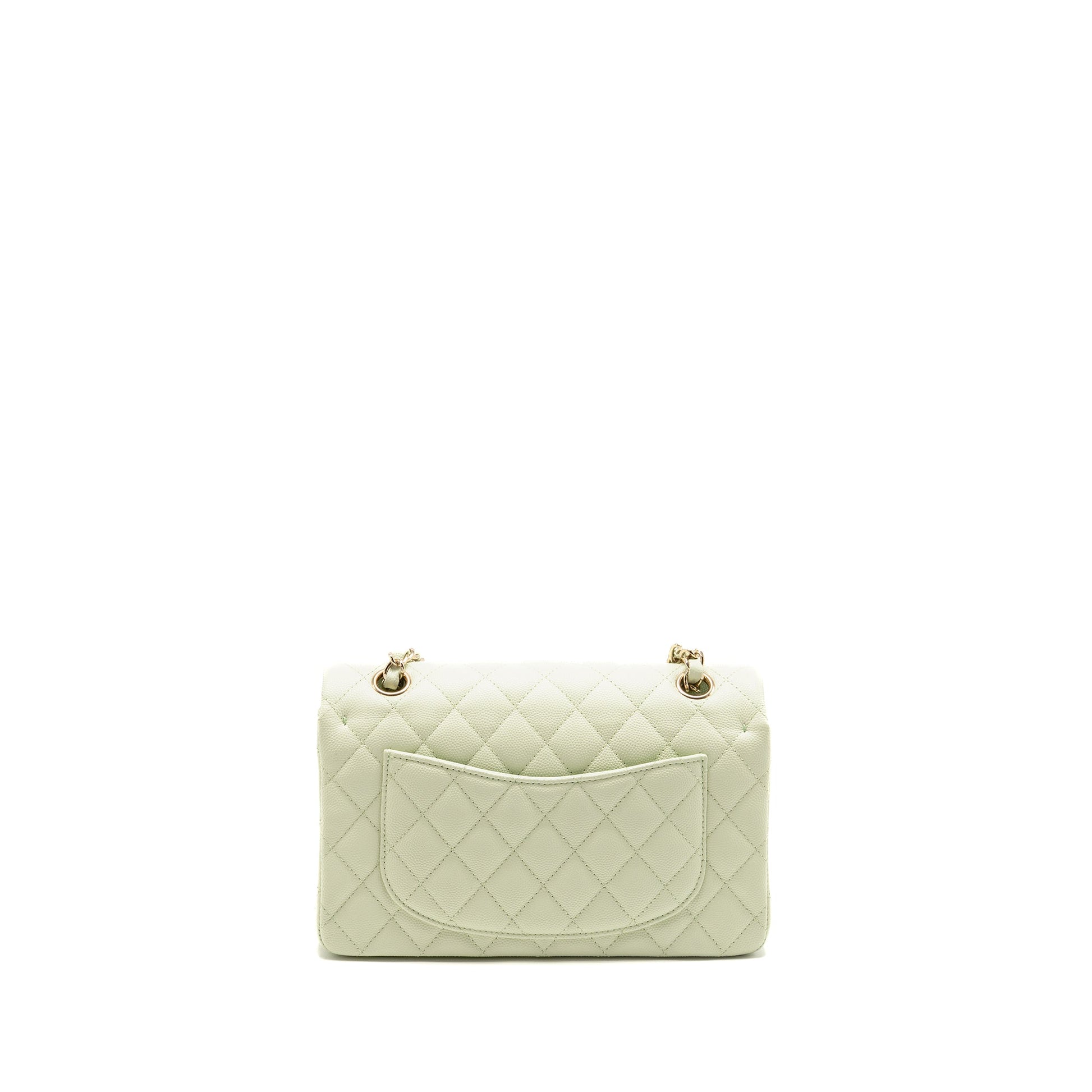 Chanel Classic Double Flap Caviar Light LGHW Green Small Shoulder Bag