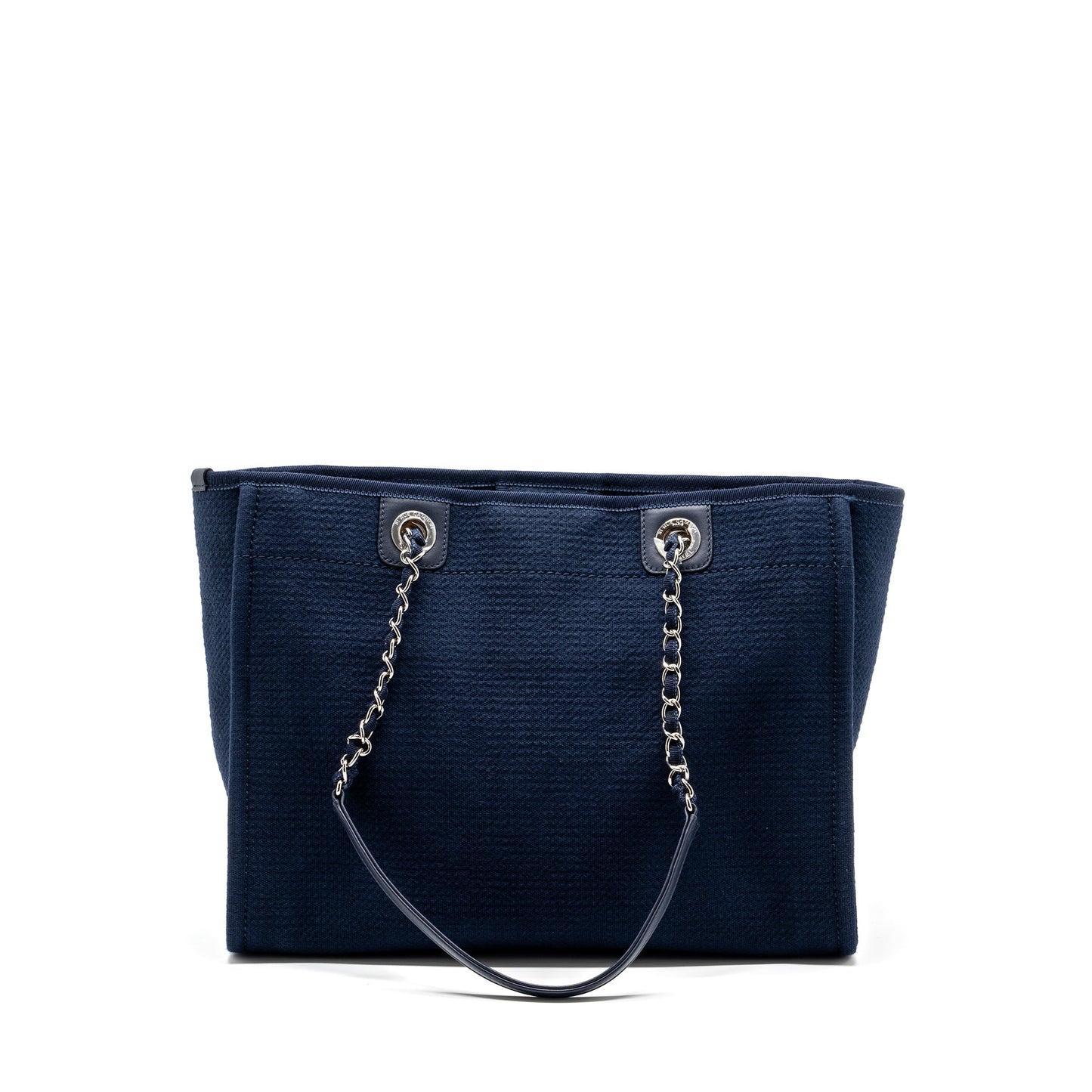 Chanel Deauville Navy SHW microchip Canvas Tote Bag