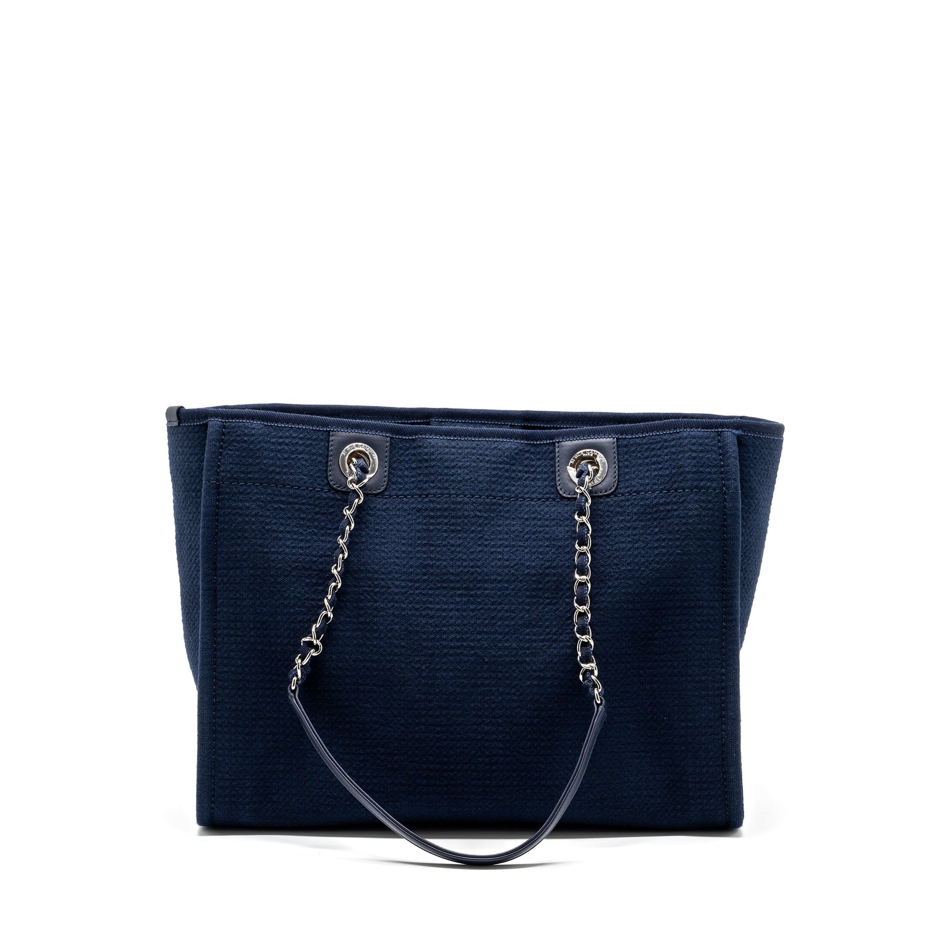 Chanel Deauville Navy SHW microchip Canvas Tote Bag
