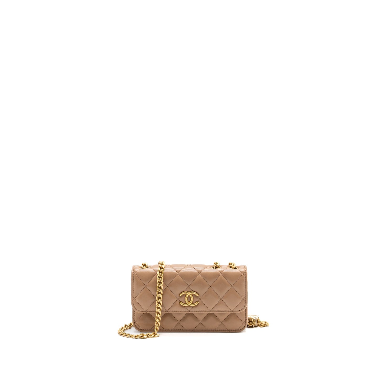 Chanel 22K pillar flap lambskin dark GHW Gold Beige Shoulder Bag