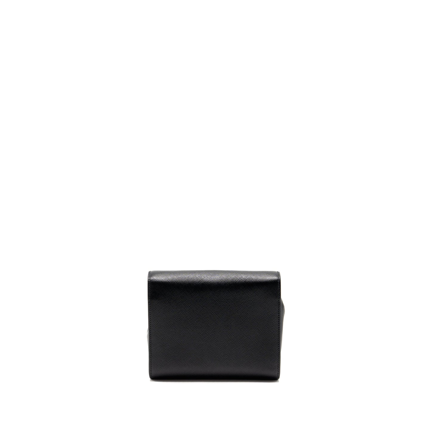 Prada Saffiano Purse Calfskin Handbag Black Chain Travel Bag