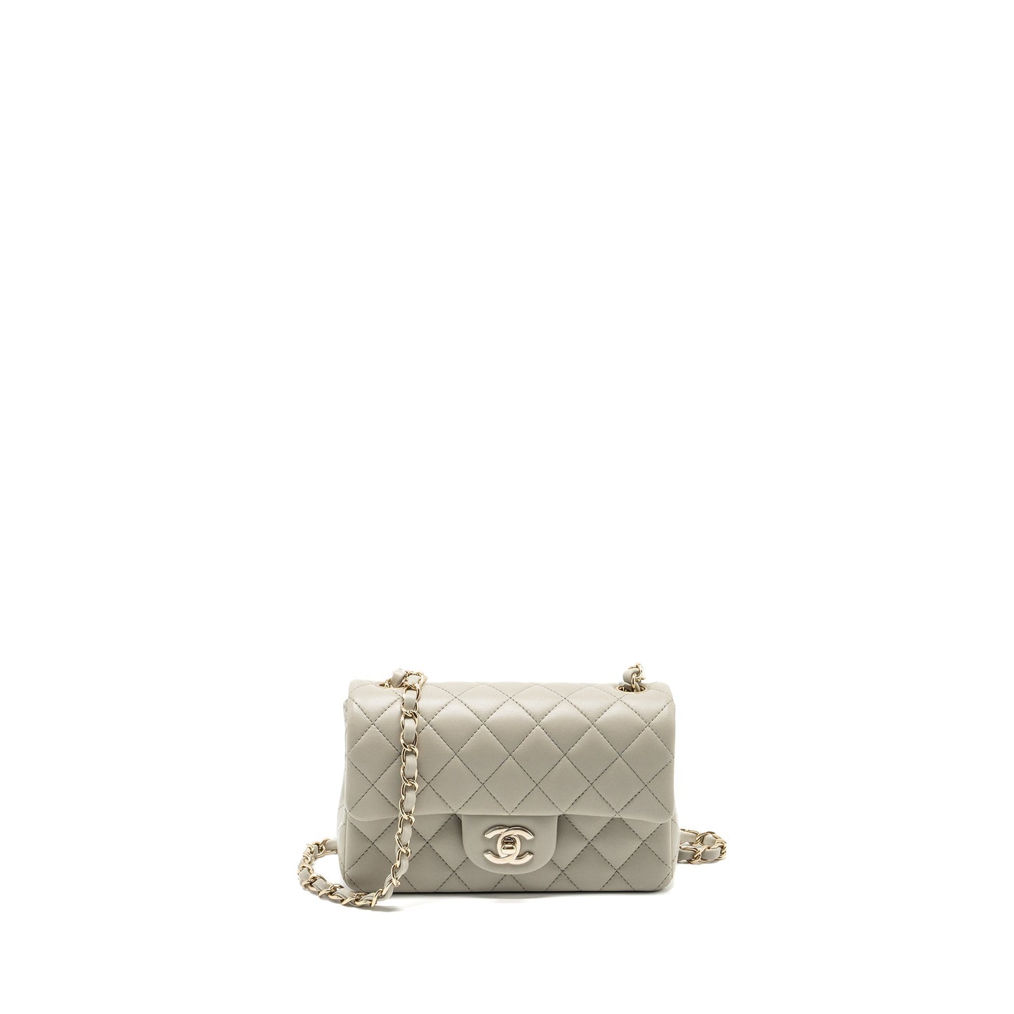 Chanel 22C rectangular flap lambskin LGHW microchip Grey Shoulder Bag