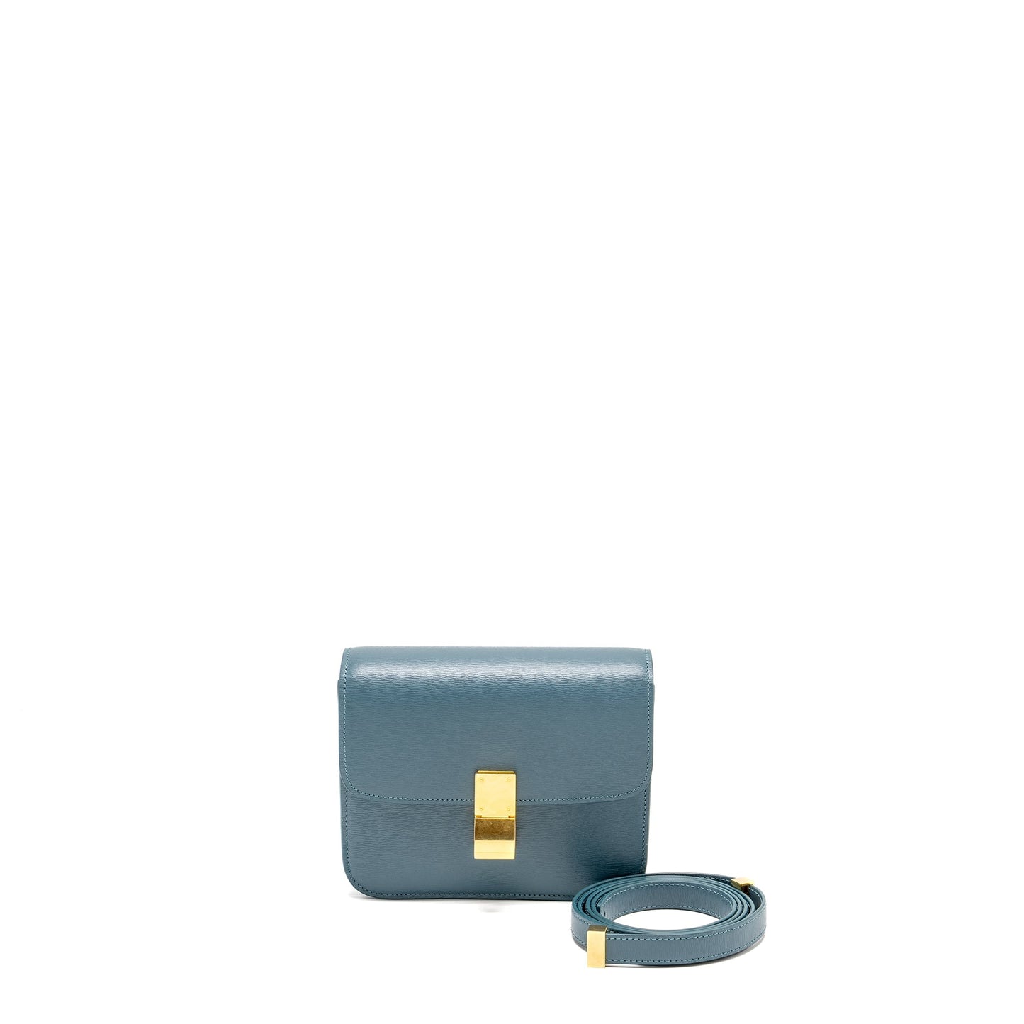 Celine Teen Classic Box Purse Calfskin Smoke Handbag Green Travel Bag
