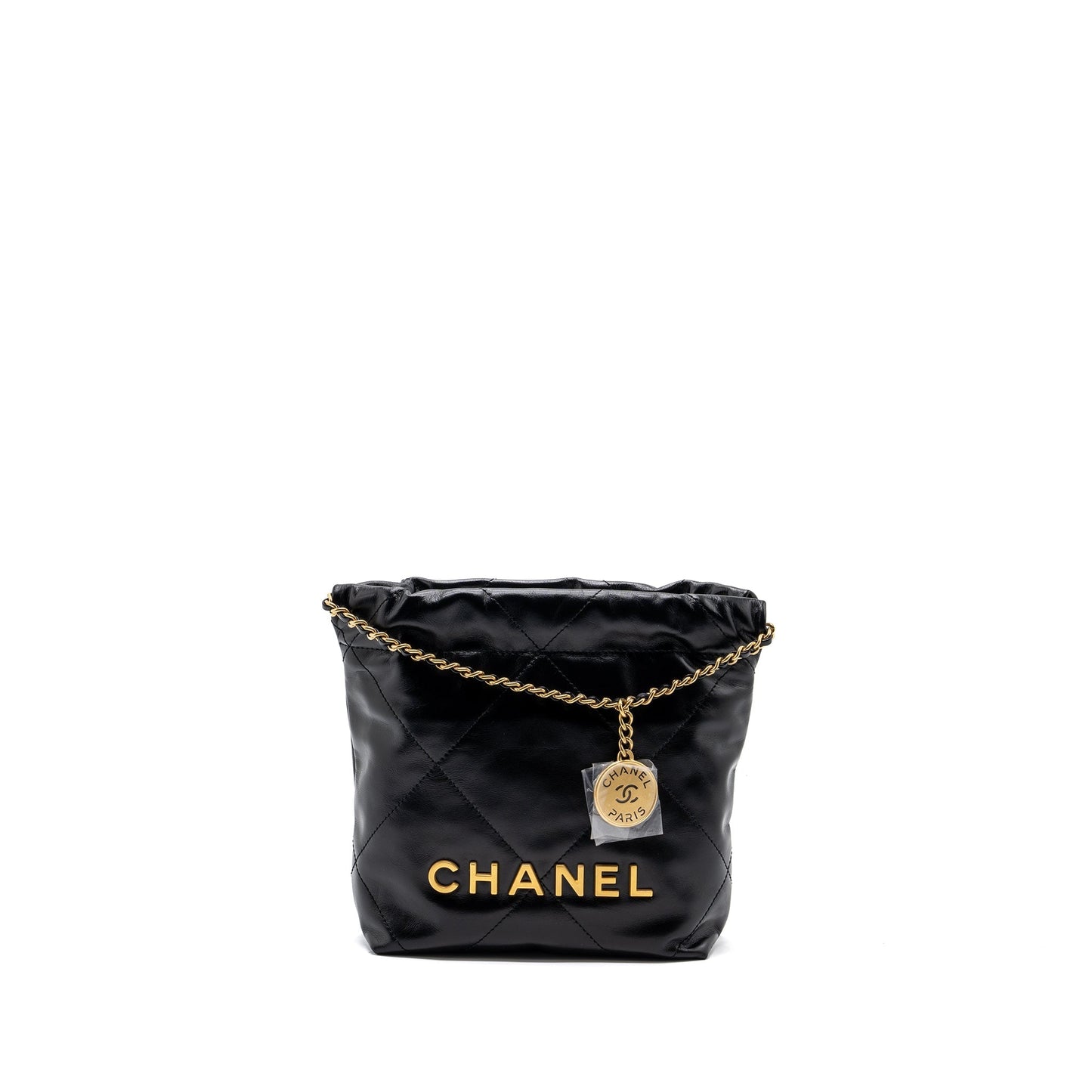 Chanel 22 Shiny Calfskin GHW microchip Black Mini Bag