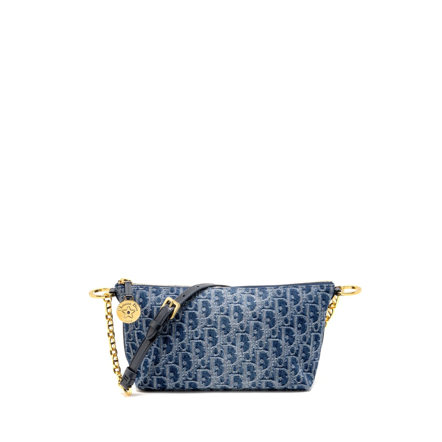 Dior star Oblique Hobo Purse Handbag Denim Blue Travel Bag