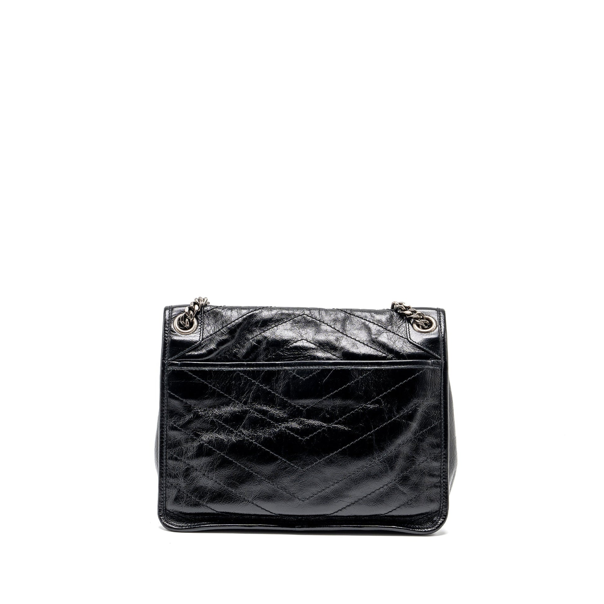 YSL Saint Laurent Niki Calfskin Handbag Black Medium Travel Bag Calfskin Black Shw