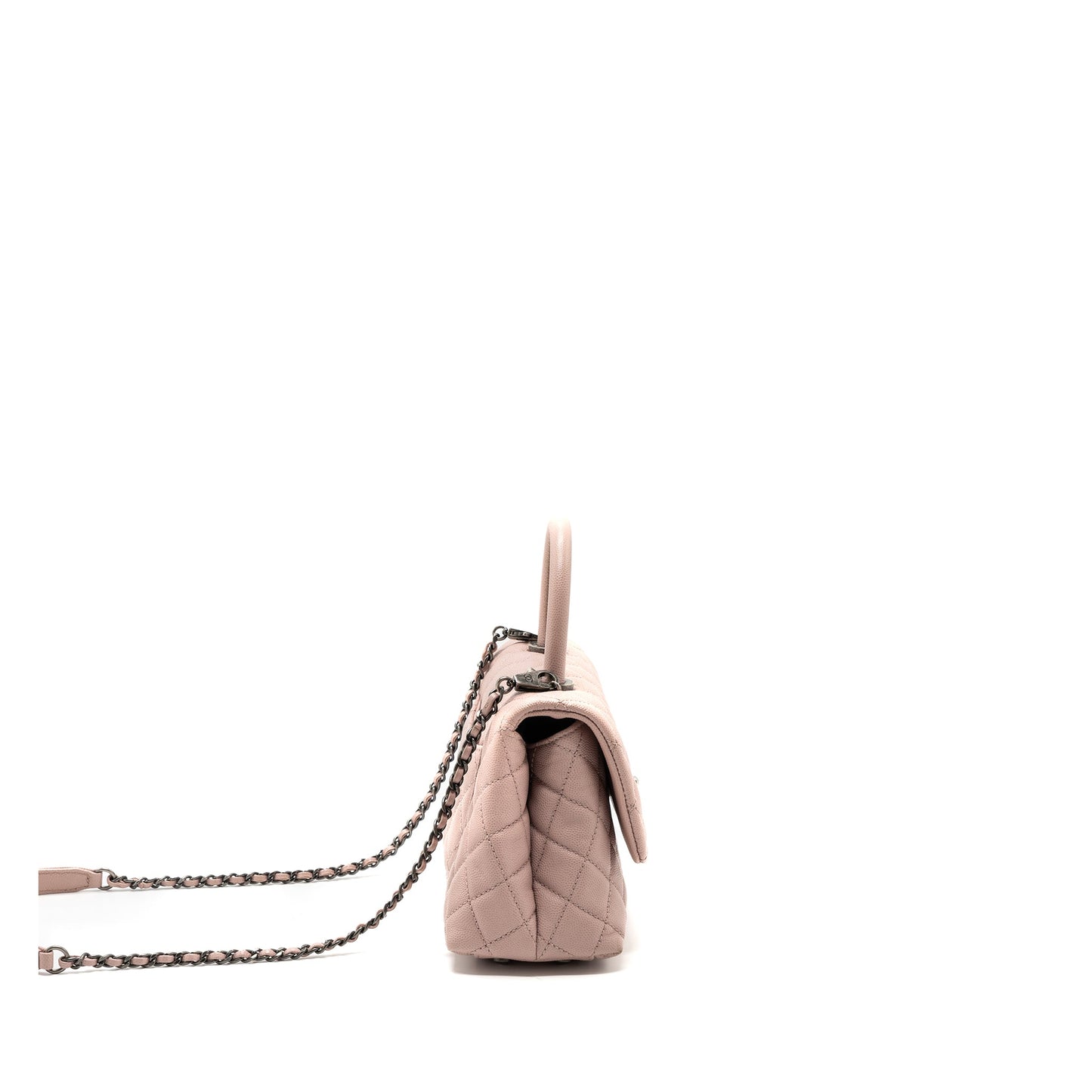 Chanel Coco Handle Caviar Light Ruthenium Hardware Pink Small Handbag