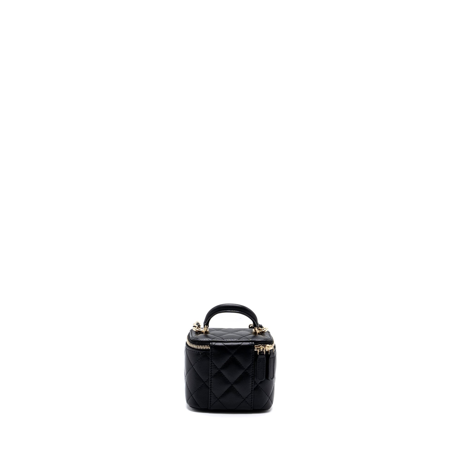 Chanel Top Handle Vanity chains Lambskin LGHW Black Mini Bag