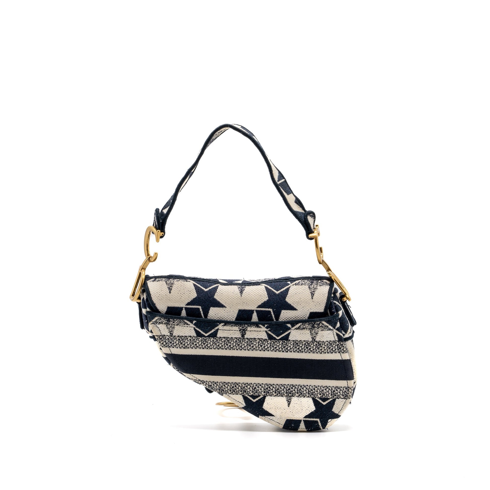 Dior Saddle Purse Limited Print Dark Handbag Canvas White Travel Bag
