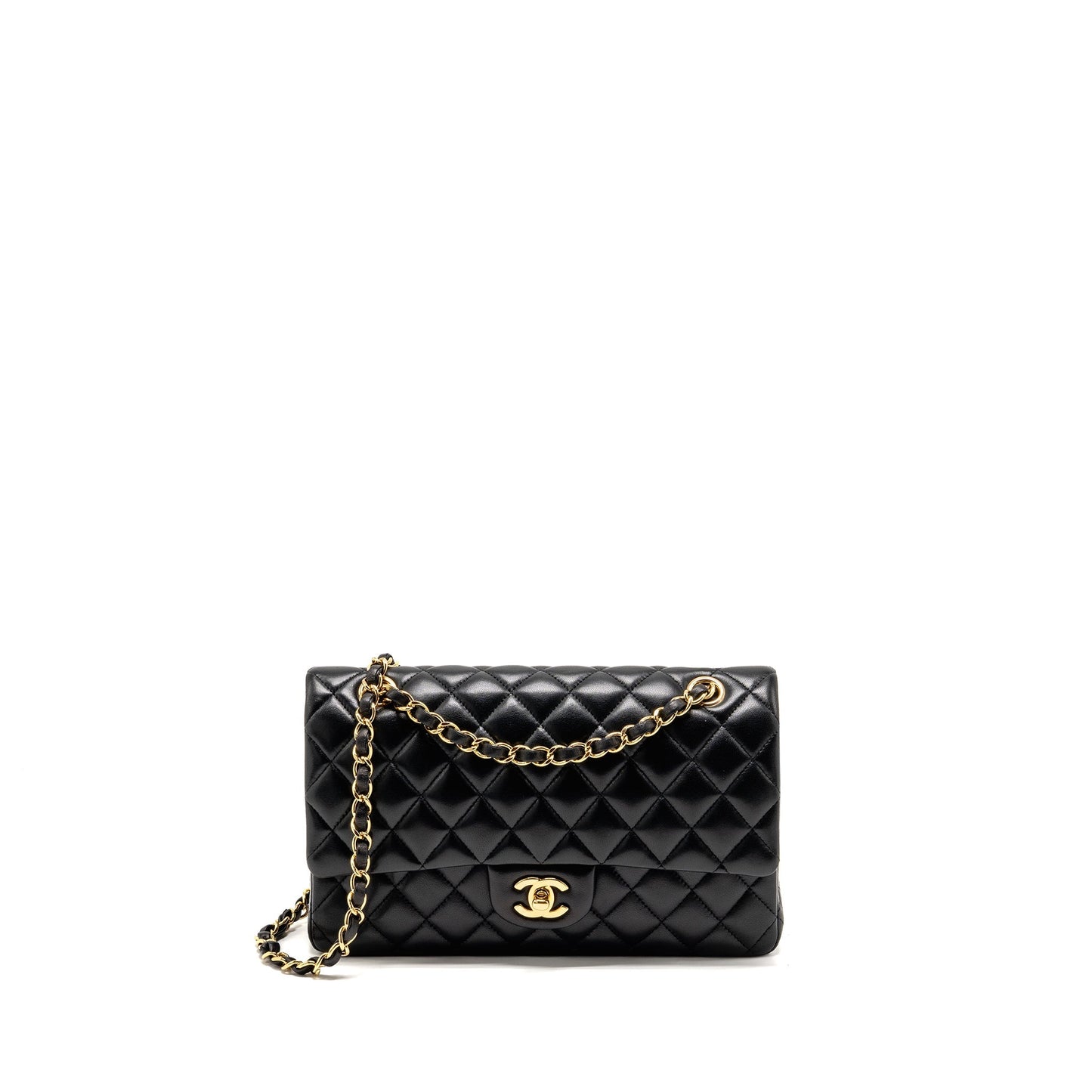 Chanel Classic Double Flap Lambskin GHW Black Shoulder Bag Ghw 2