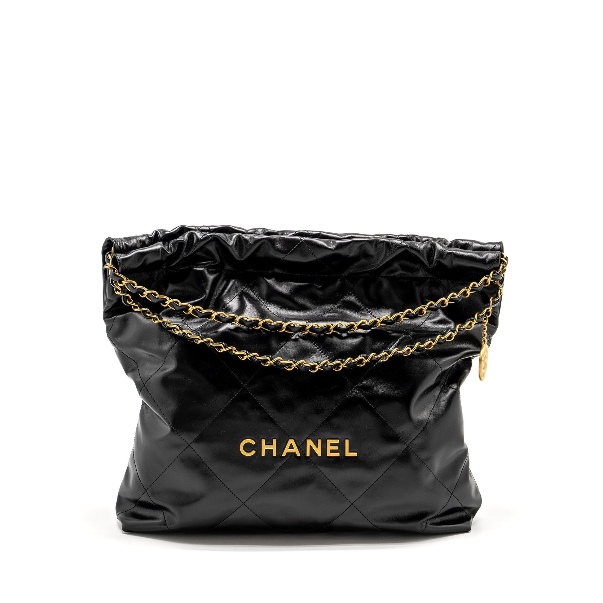 Chanel 22 Shiny Calfskin GHW microchip Black Handbag 6