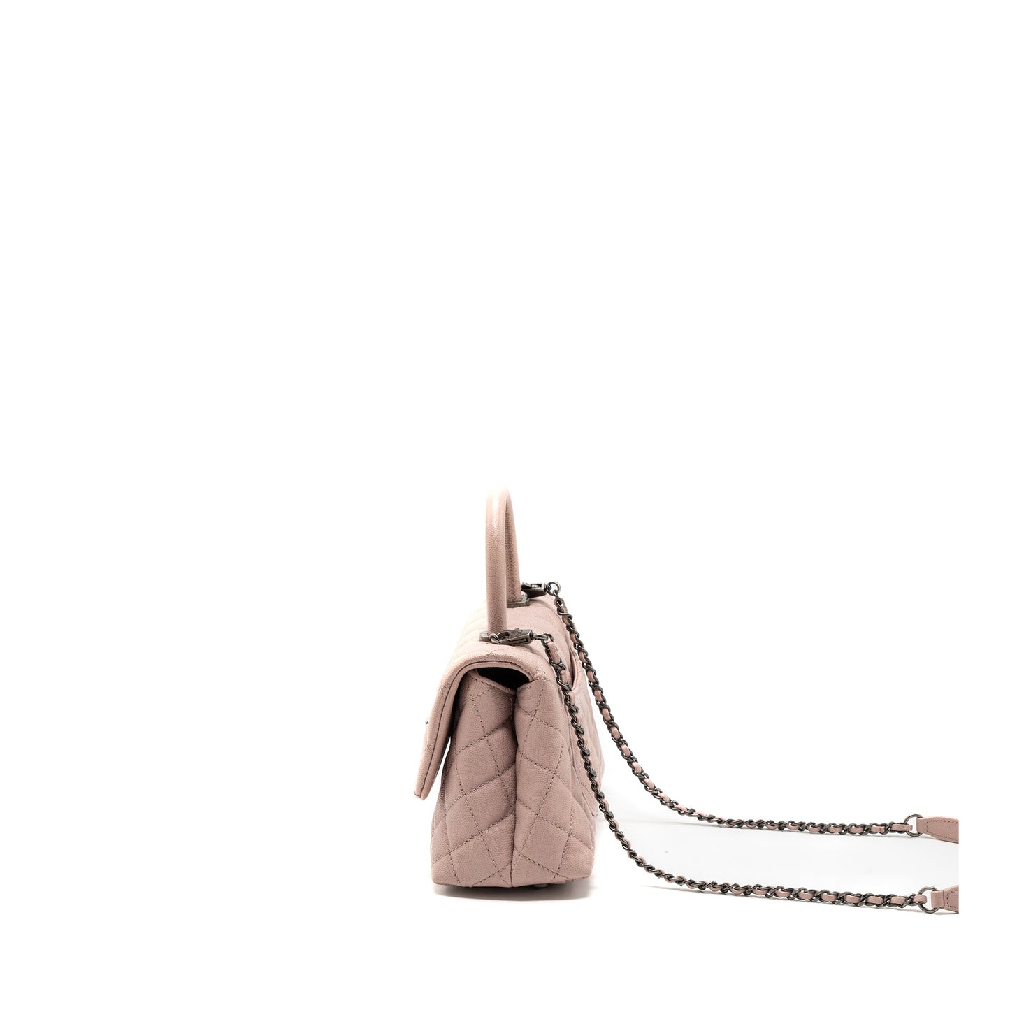 Chanel Coco Handle Caviar Light Ruthenium Hardware Pink Small Handbag
