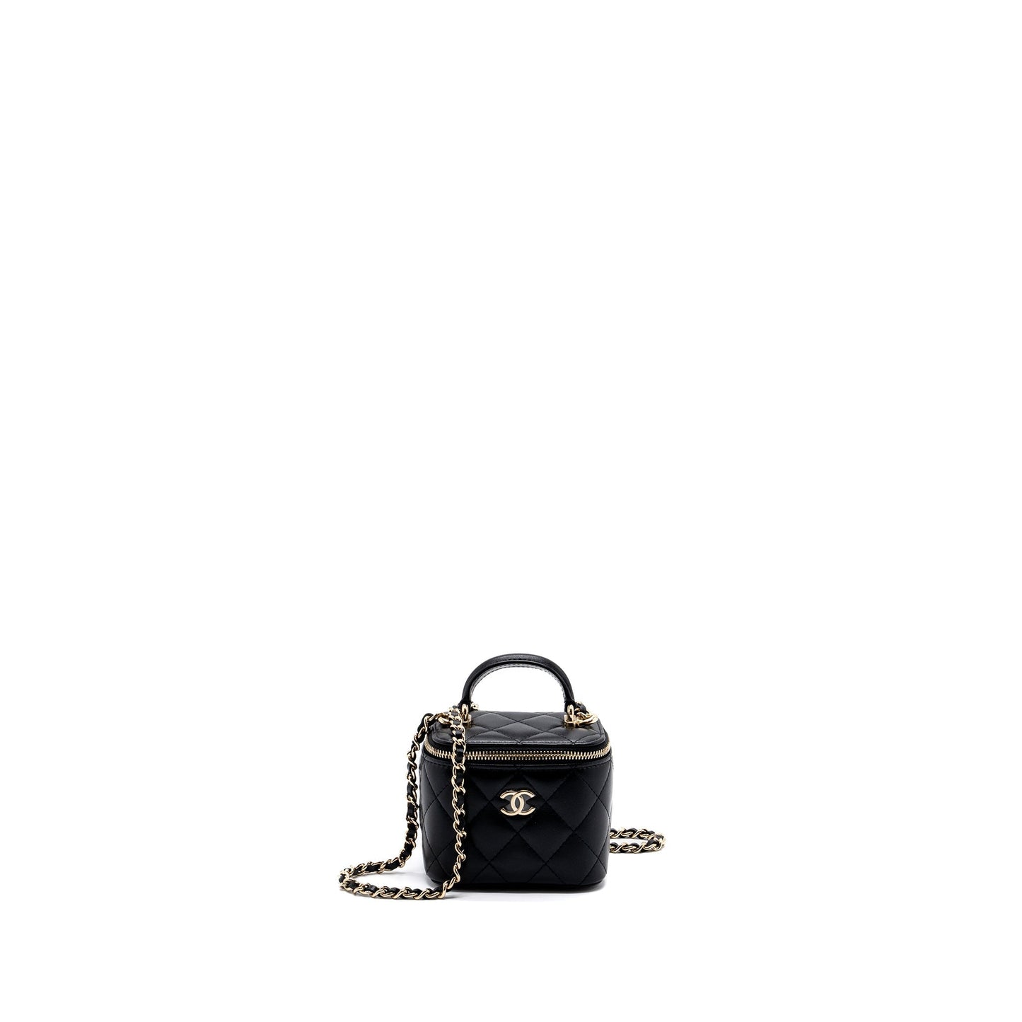 Chanel Top Handle Vanity chains Lambskin LGHW Black Mini Bag