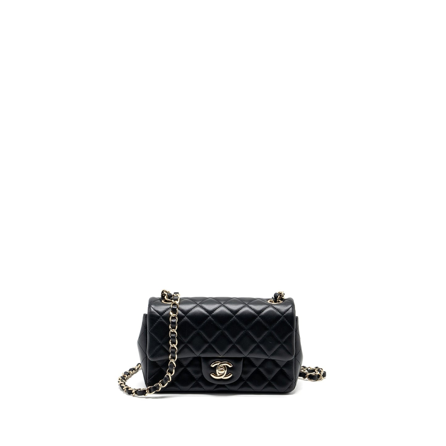 Chanel Mini Rectangular Flap Lambskin Black Lghw Jewelry