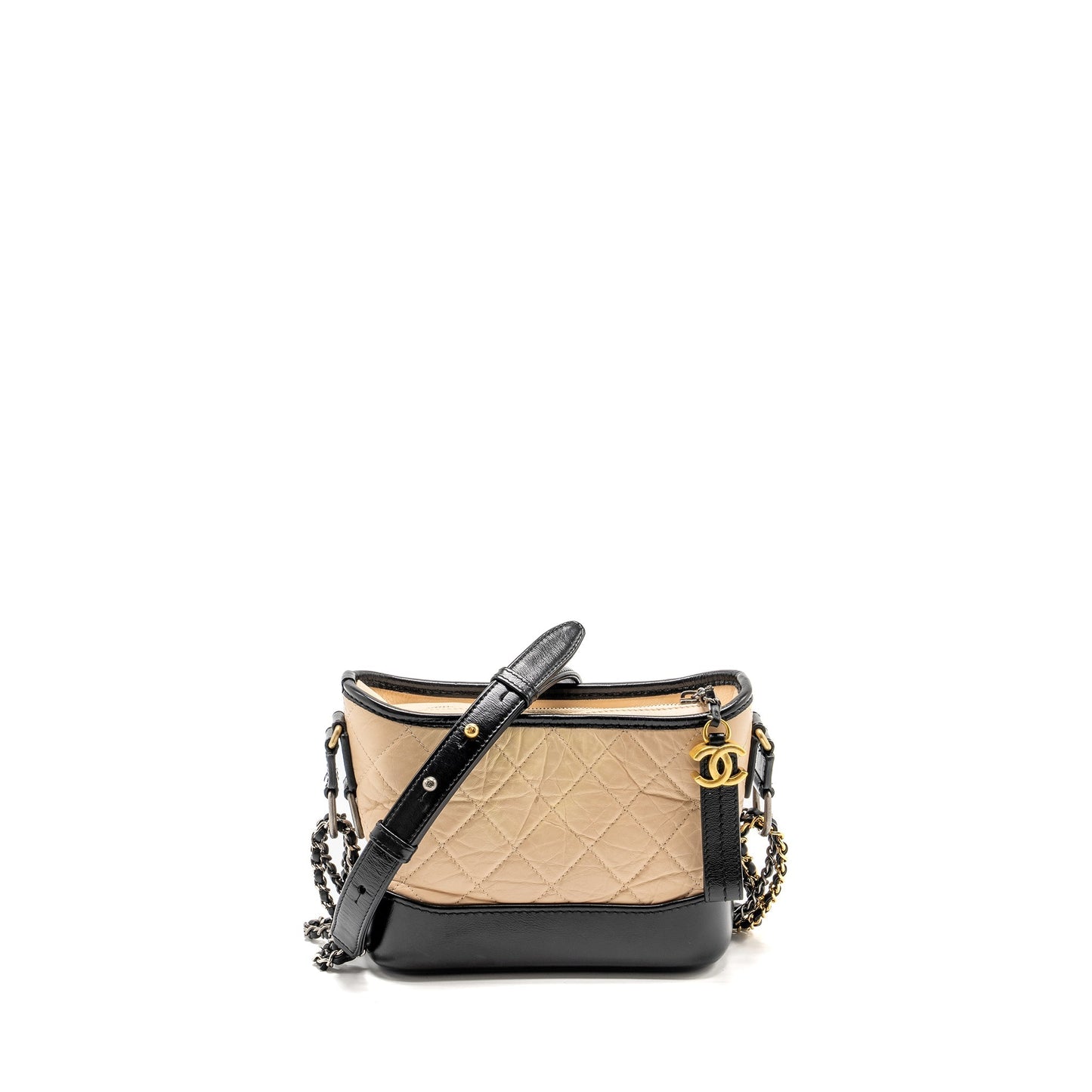 Chanel Gabrielle Hobo Aged Calfskin Hardware Multicolour Black Beige Small Shoulder Bag Hardware 2