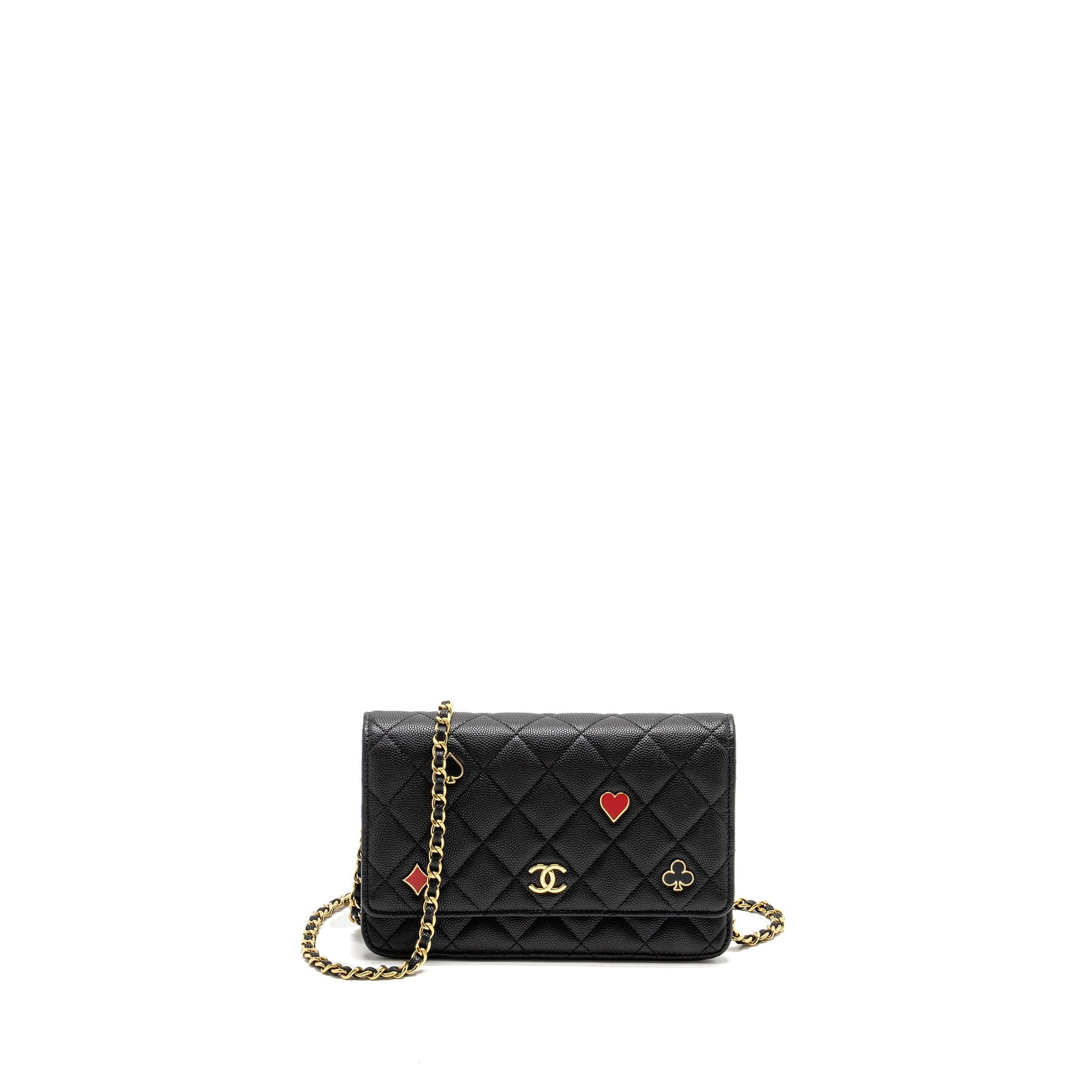 Chanel Coco Casino on Caviar GHW Microchip Black Wallet Case