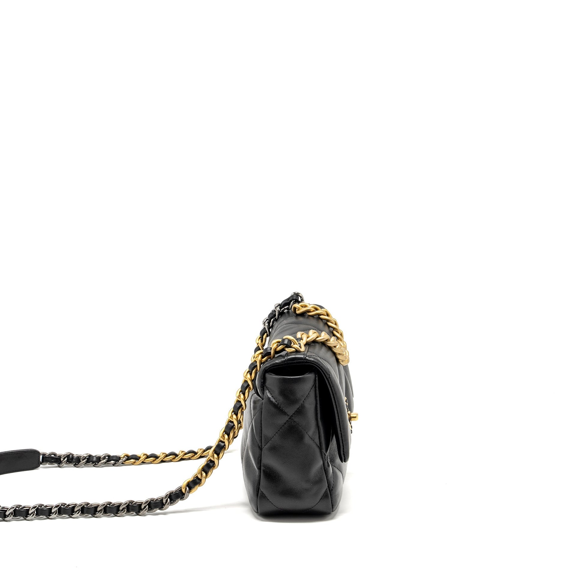 Chanel 19 lambskin hardware Multicolor Black Small Handbag