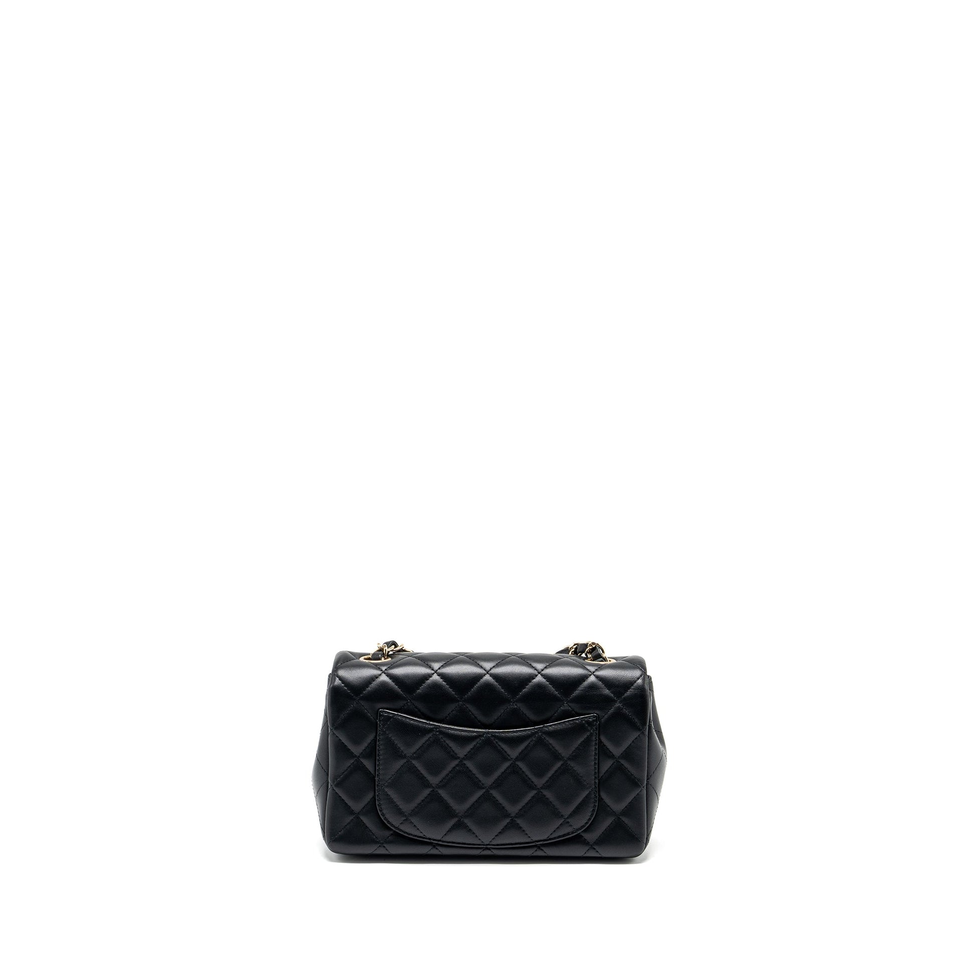 Chanel Mini Rectangular Flap Lambskin Black Lghw Jewelry