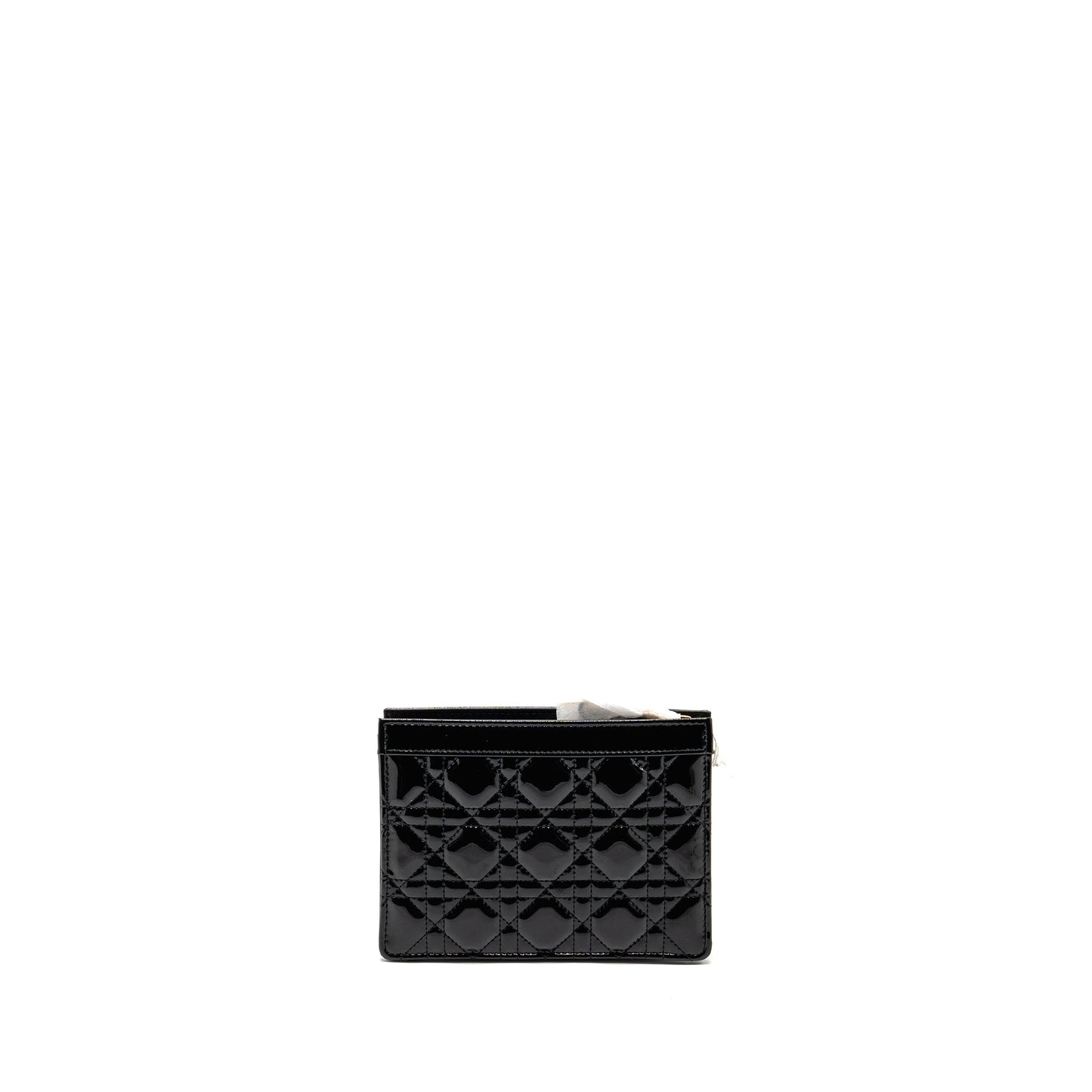 Dior Caro Pouch With Patent Calfskin Handbag Black Chain Travel Bag