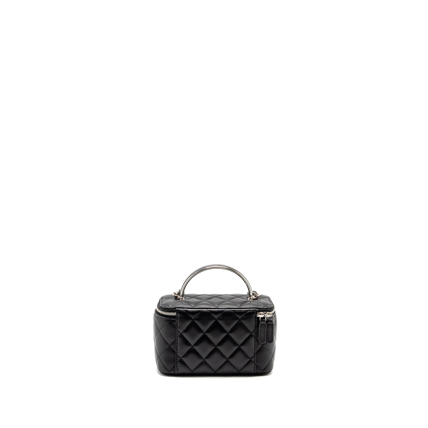 Chanel Top Handle Long Vanity Lambskin SHW Black Handbag