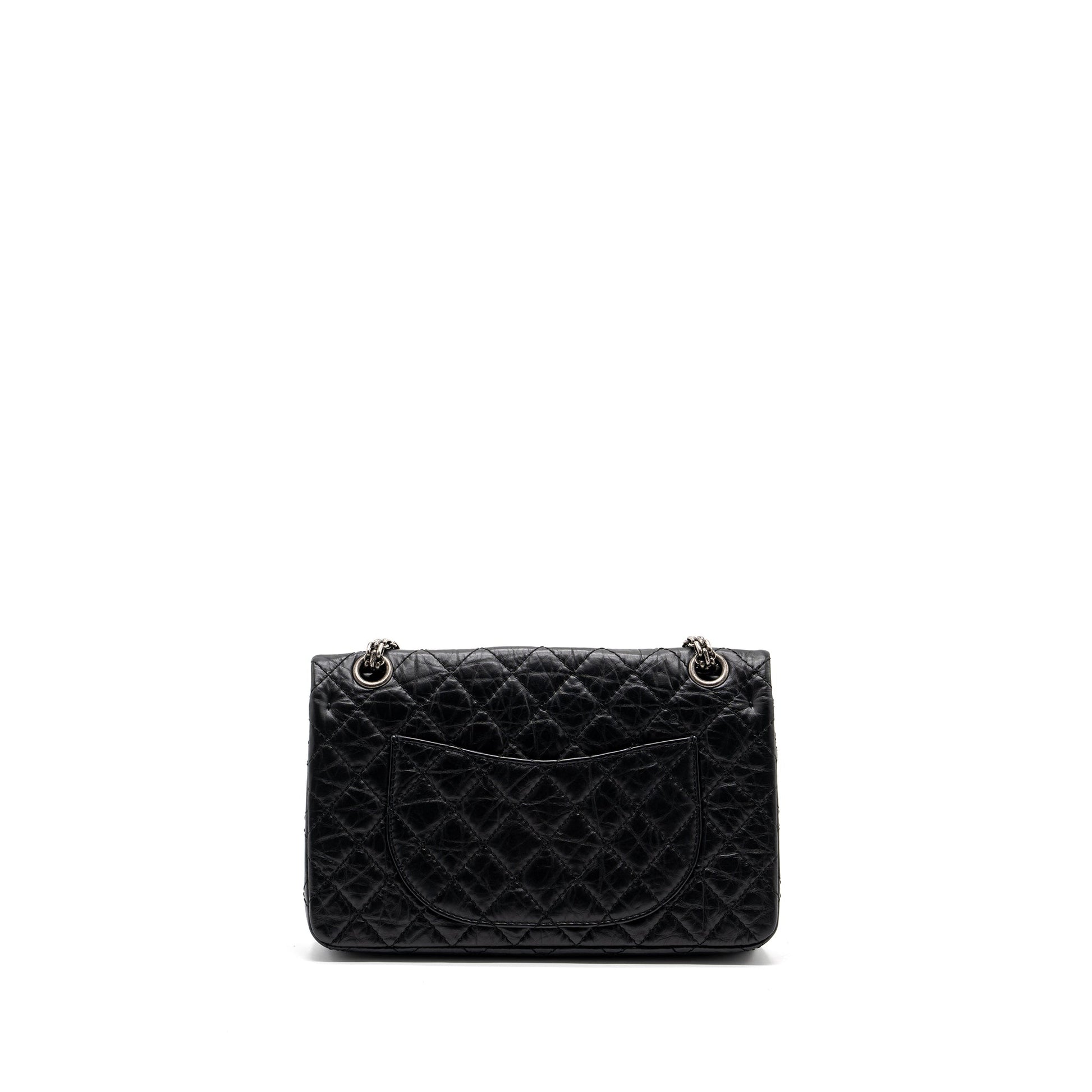 Chanel 2.55 reissue flap aged calfskin ruthenium Black Small Shoulder Bag Ruthenium Shw