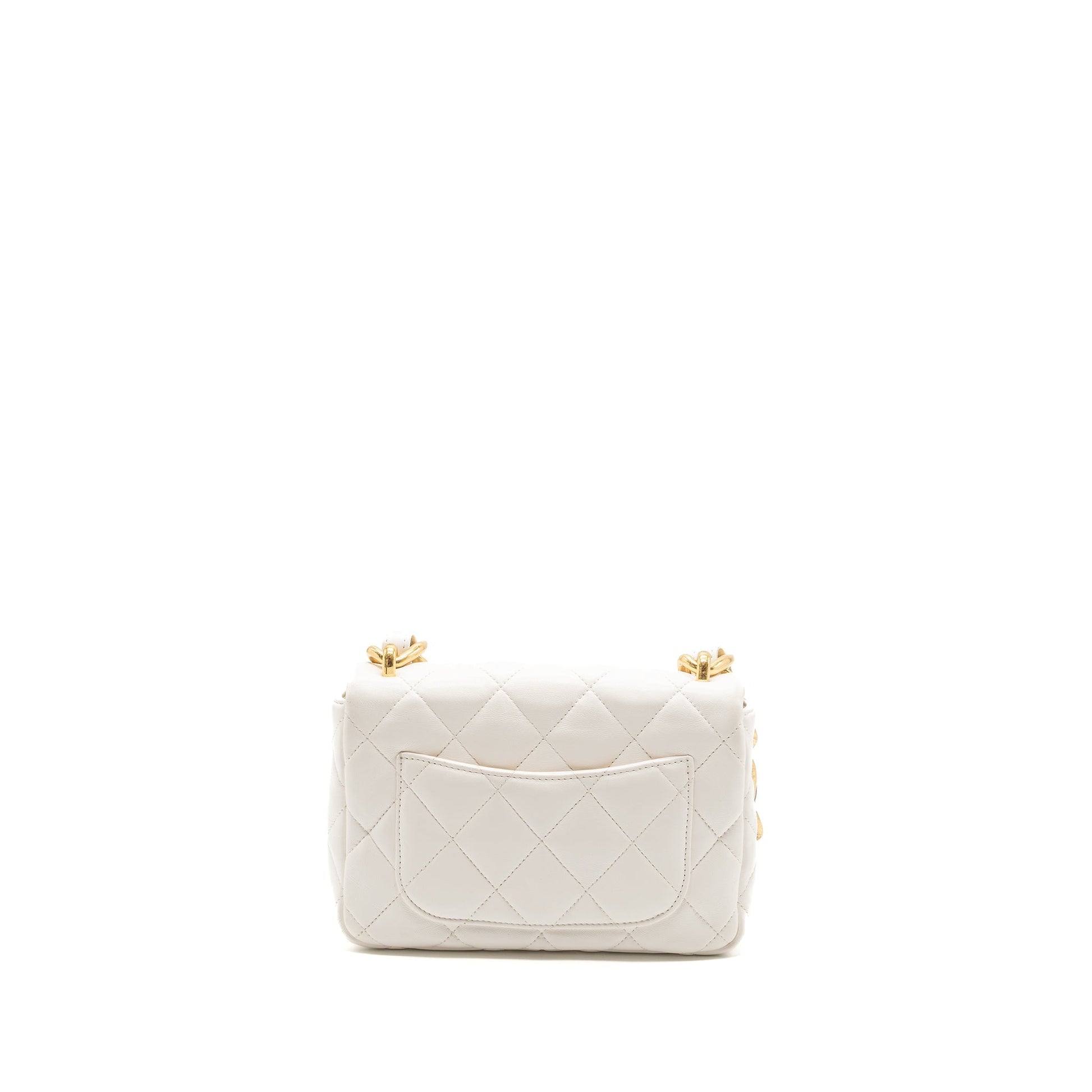 Chanel 22S Giant Flap Lambskin Brushed GHW White Shoulder Bag Ghw Microchip