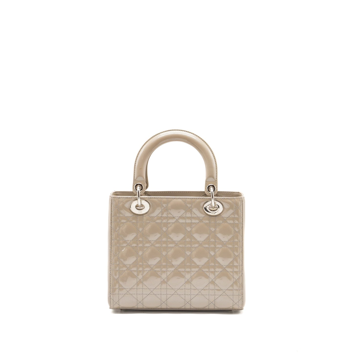 Dior Lady Patent Light Grey Handbag Medium Travel Bag